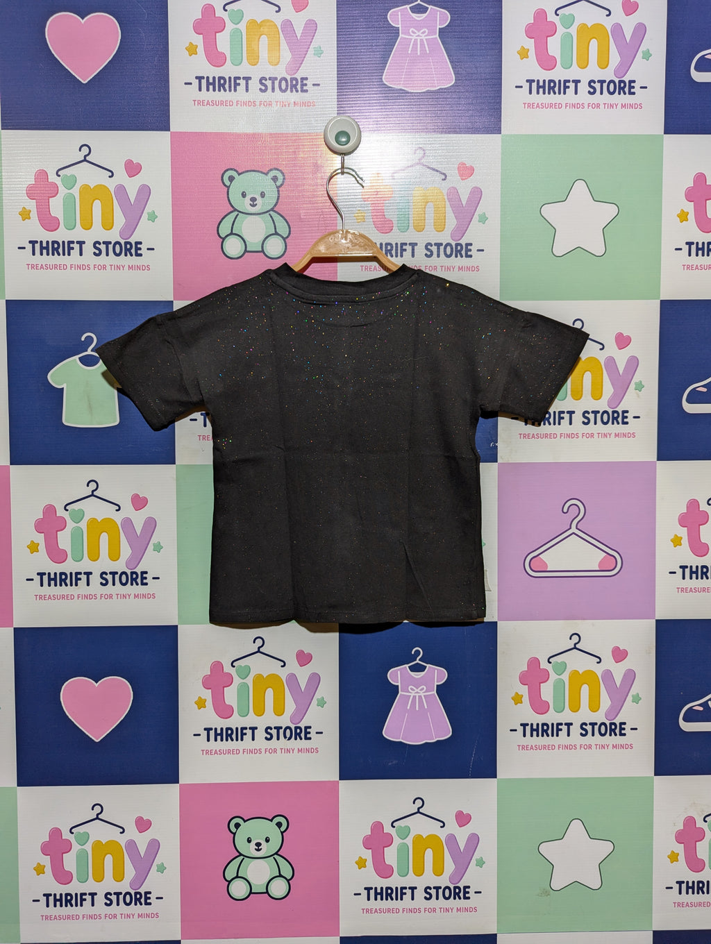 Nutmeg Girls Black "BELIEVE" Sparkle Tee - Size 7-8 Years (Estimated Age 7-8 Years) AB2