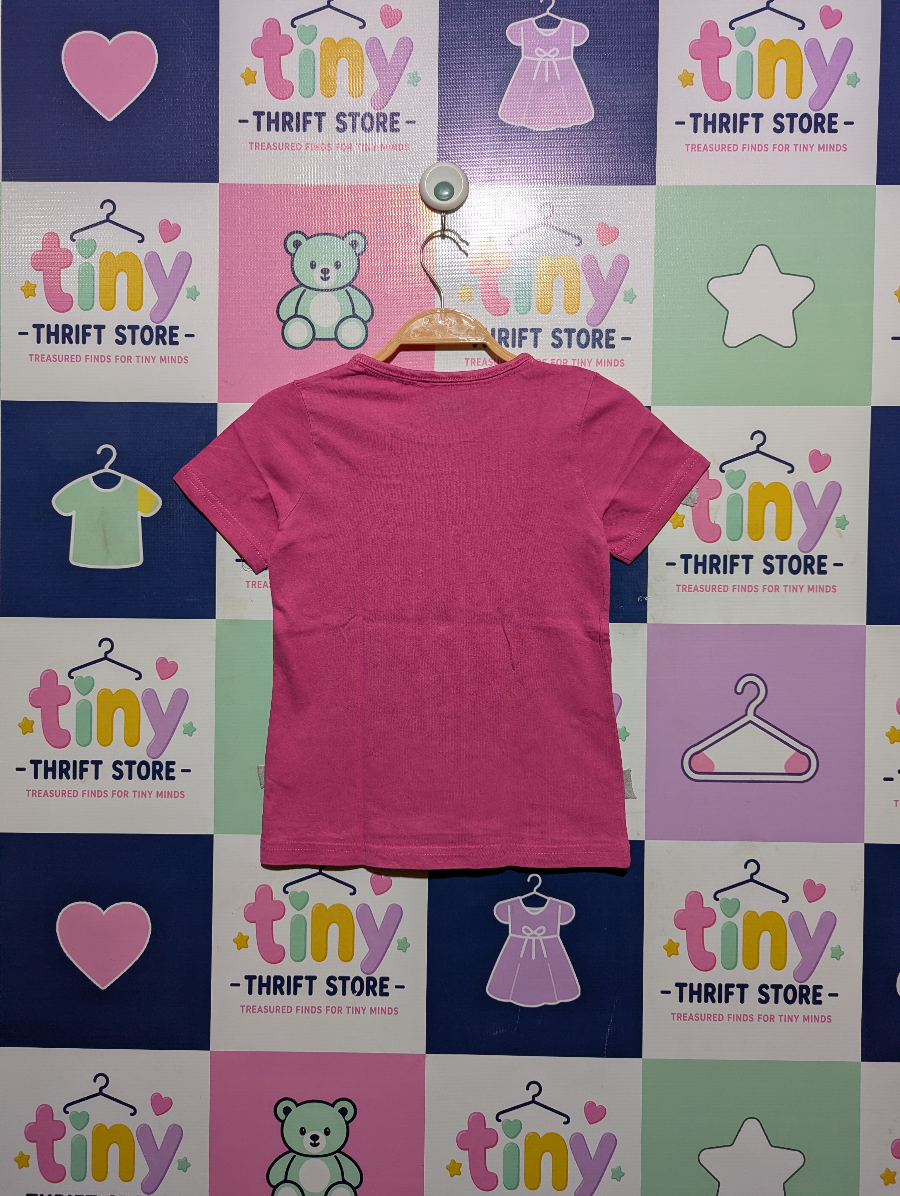 Topolino Girls Pink "LOVE" Sequin Graphic Tee - Size 122 (Estimated Age 6-7 Years) AB2