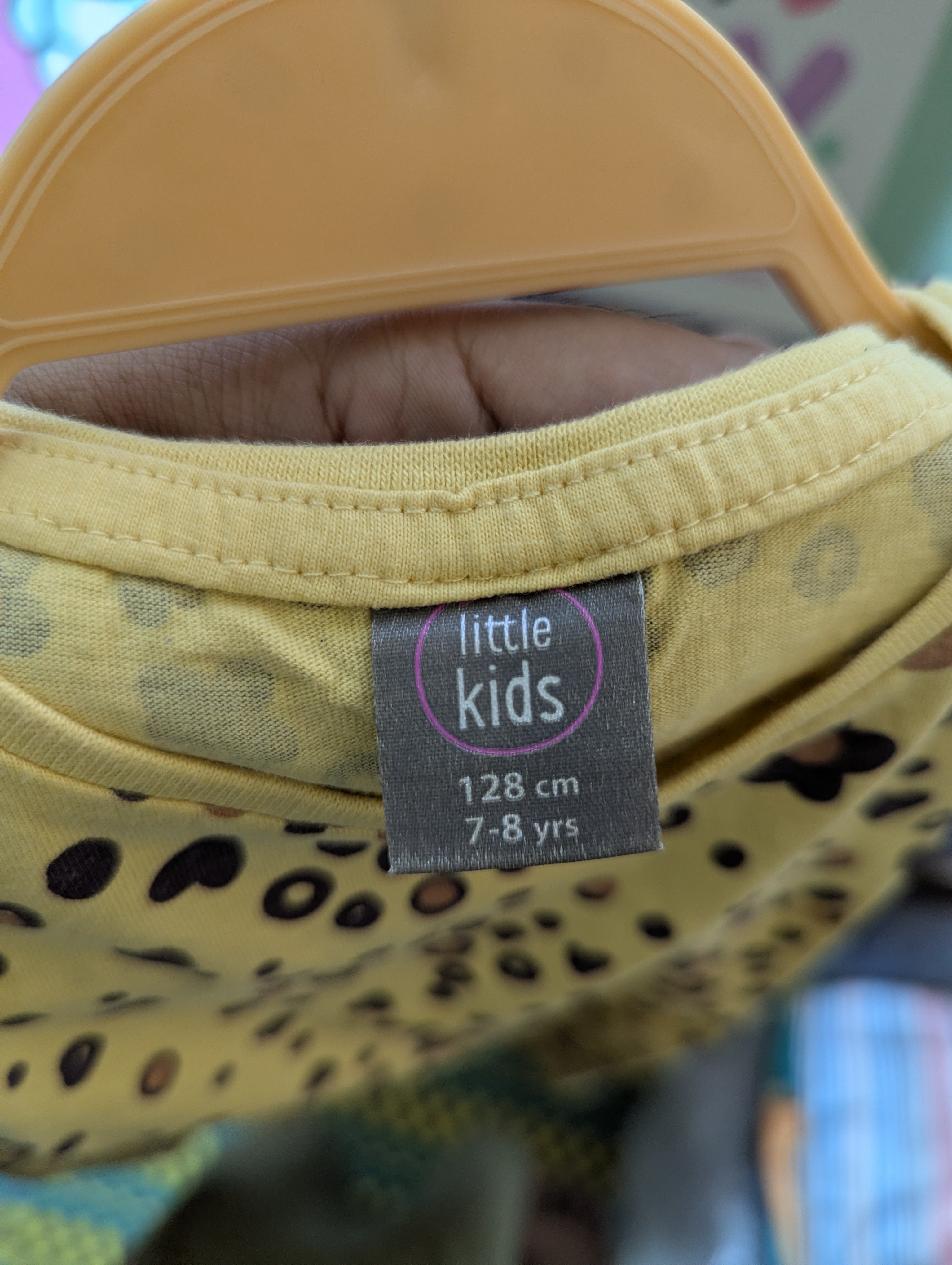 Little Kids Girls Mustard Yellow Floral & Heart Print Ruffle Tee - Size 128 cm (Estimated Age 7-8 Years) AB2