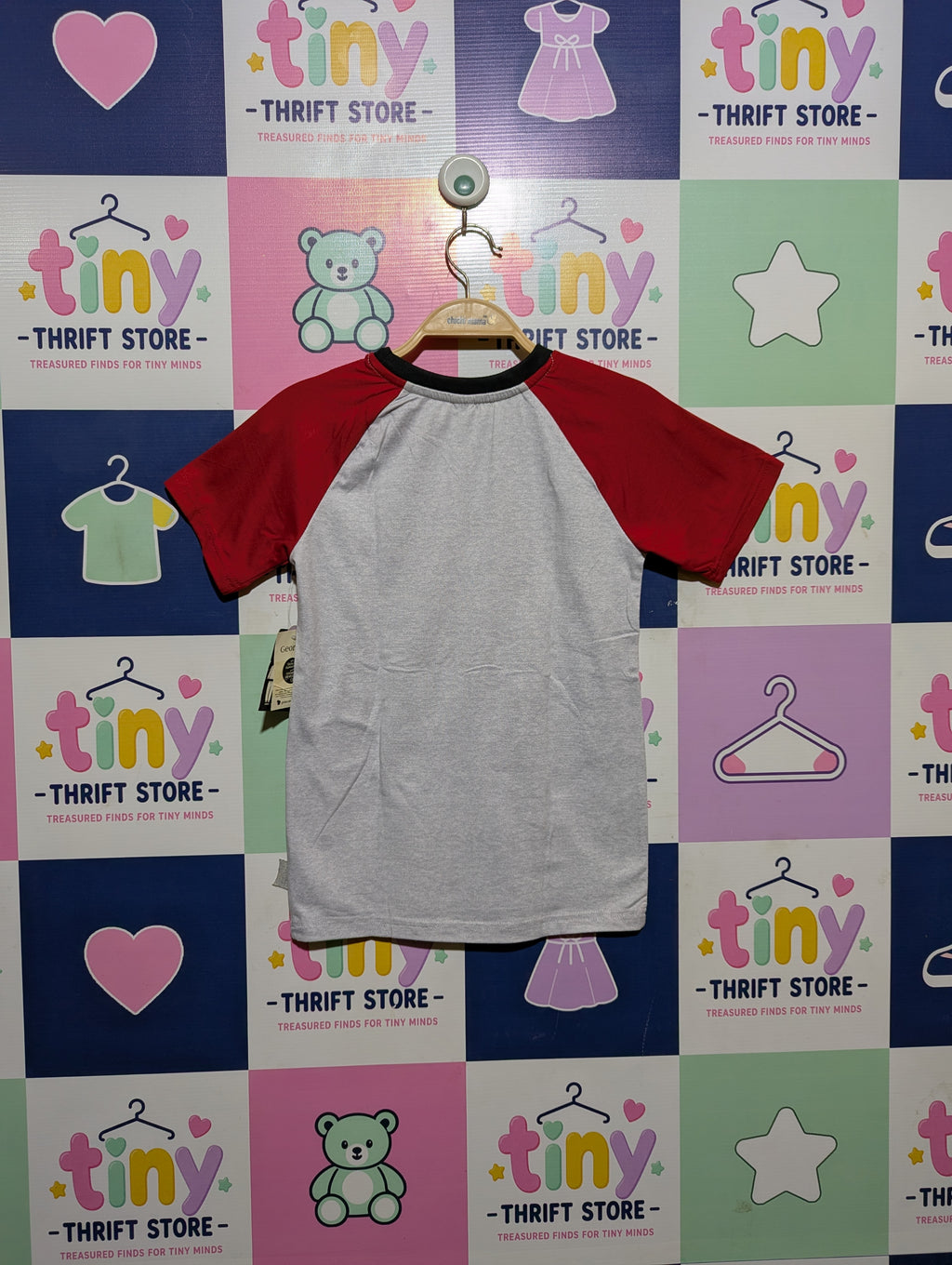 George Girls Heather Grey "Merry Everything" Short Sleeve Raglan Tee - Size M (7-8) Estimated Age 7-8 Years AB2