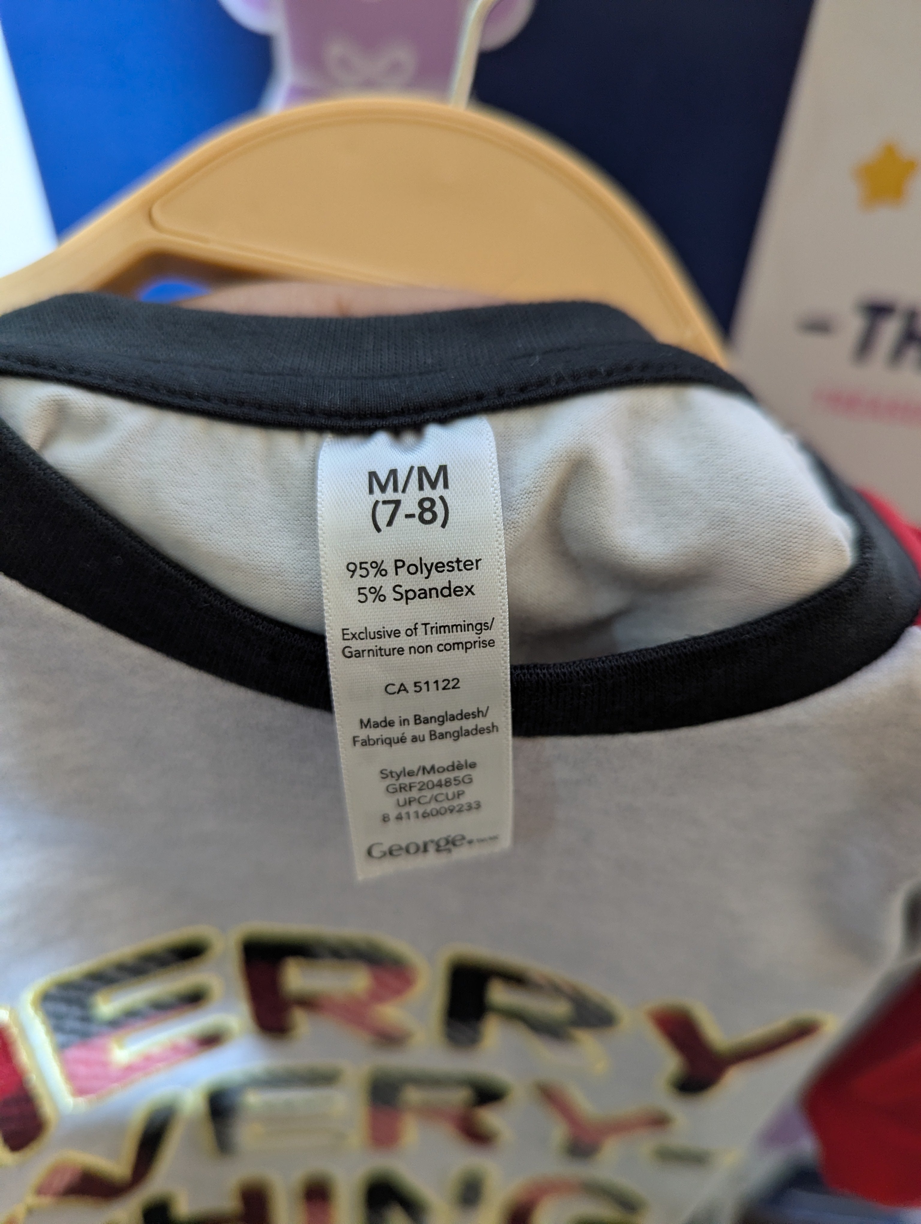 George Girls Heather Grey "Merry Everything" Short Sleeve Raglan Tee - Size M (7-8) Estimated Age 7-8 Years AB2