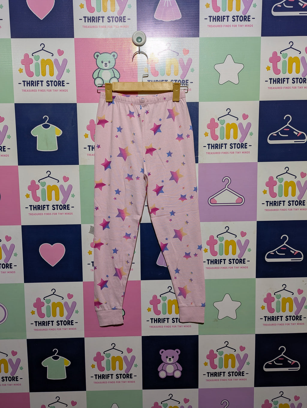 George Girls Pastel Pink "Multicolor Star" Print Leggings - Size 7-8 Years Estimated Age 7-8 Years AB2