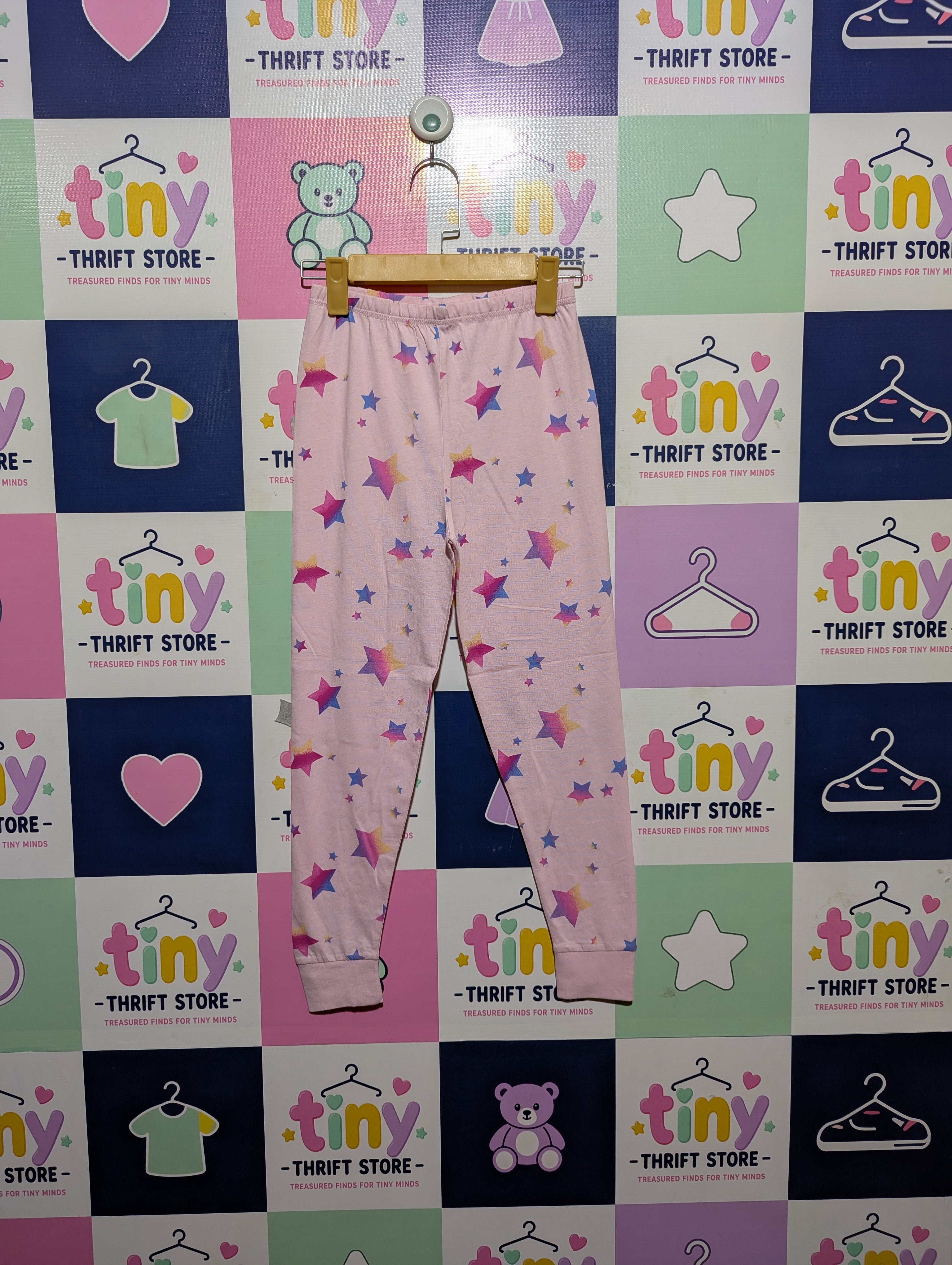 George Girls Pastel Pink "Multicolor Star" Print Leggings - Size 7-8 Years Estimated Age 7-8 Years AB2