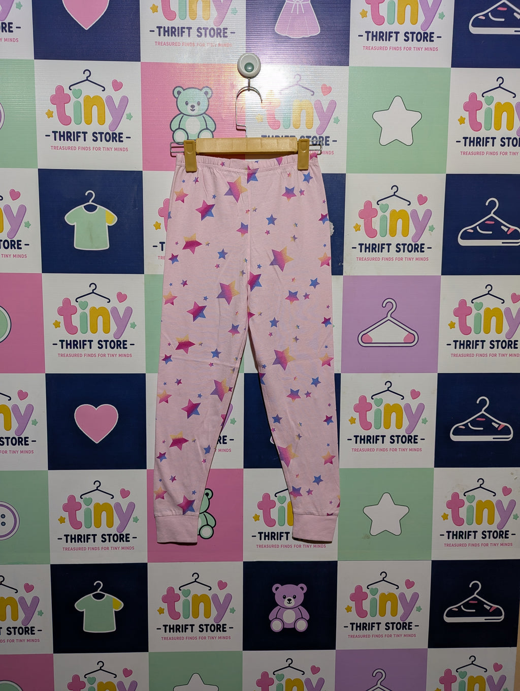 George Girls Pastel Pink "Multicolor Star" Print Leggings - Size 7-8 Years Estimated Age 7-8 Years AB2