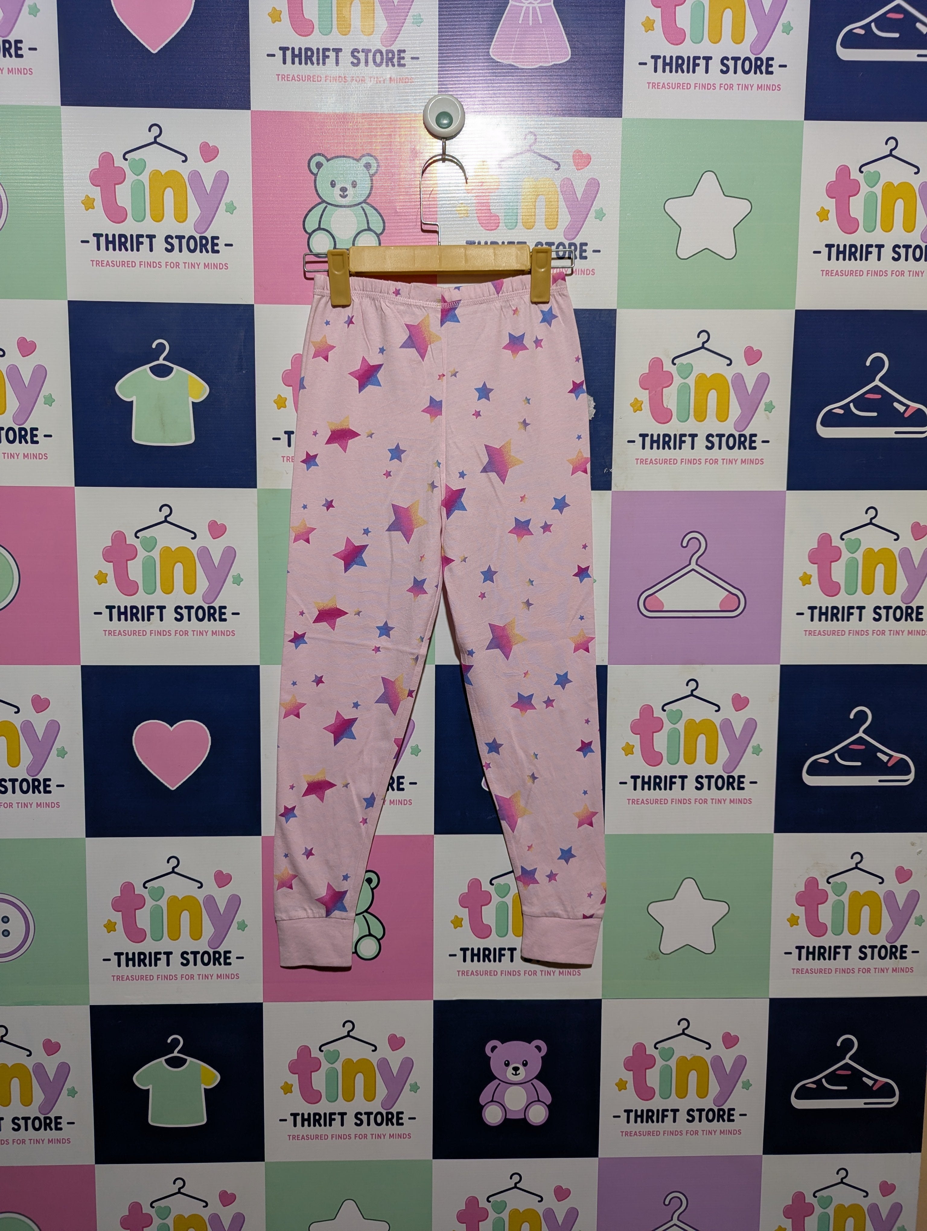 George Girls Pastel Pink "Multicolor Star" Print Leggings - Size 7-8 Years Estimated Age 7-8 Years AB2