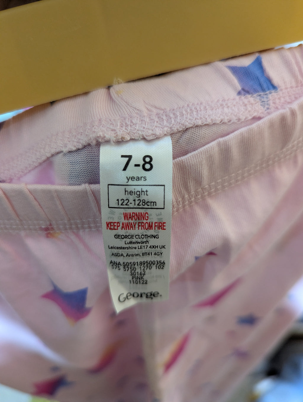 George Girls Pastel Pink "Multicolor Star" Print Leggings - Size 7-8 Years Estimated Age 7-8 Years AB2