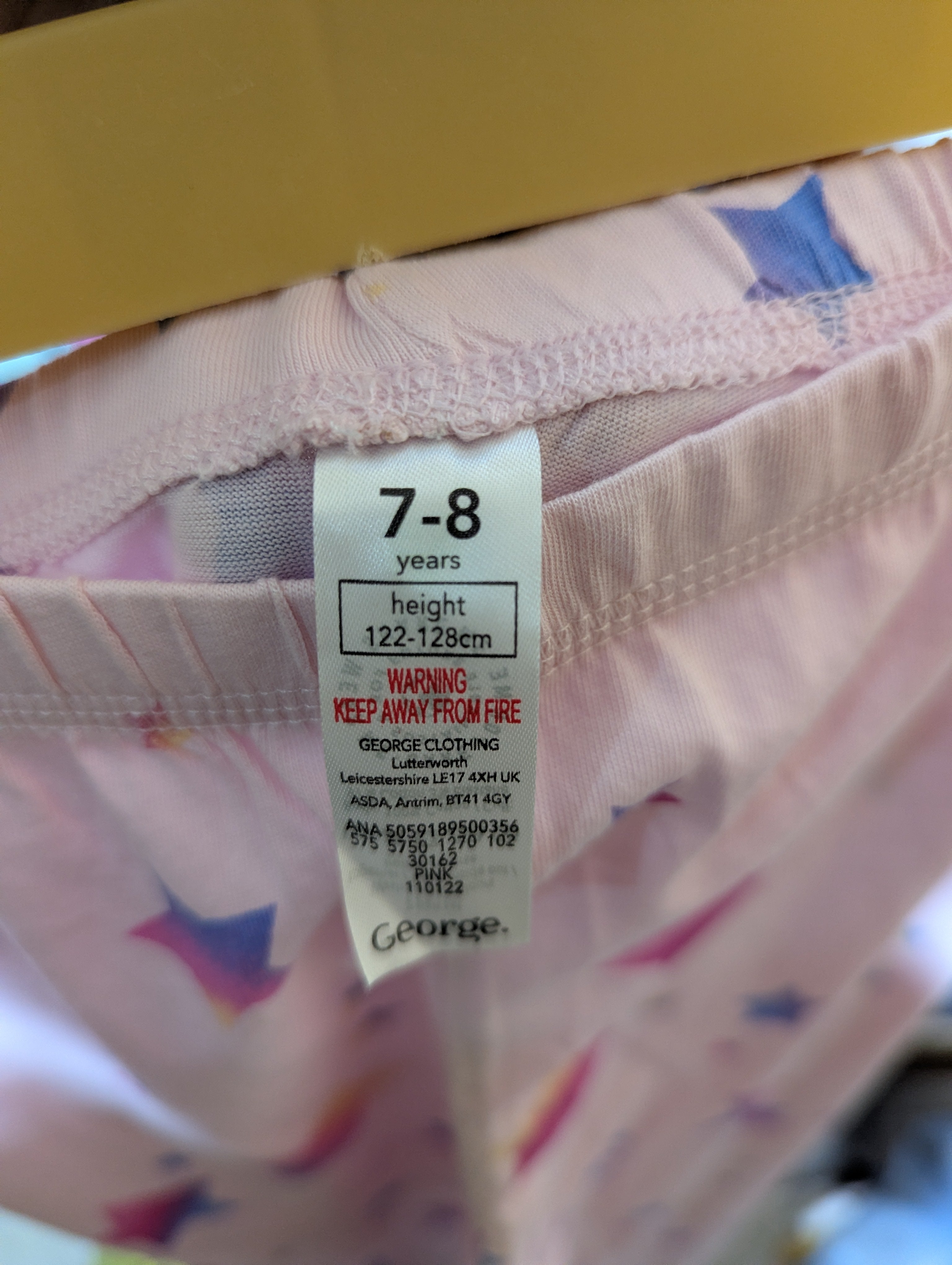 George Girls Pastel Pink "Multicolor Star" Print Leggings - Size 7-8 Years Estimated Age 7-8 Years AB2