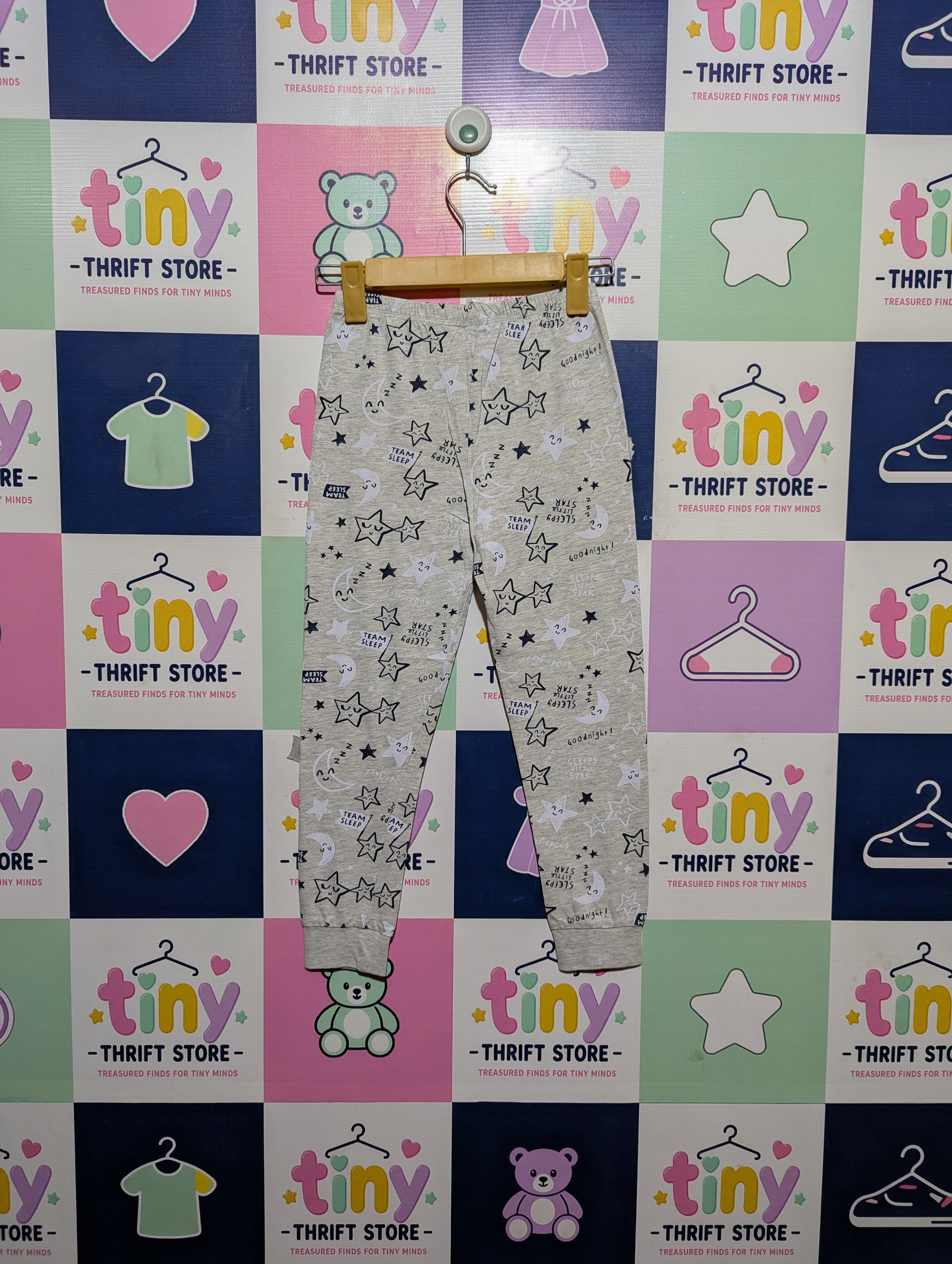 George Unisex Heather Grey "Sleepy Star" Print Joggers - Size 7-8 Years Estimated Age 7-8 Years AB2