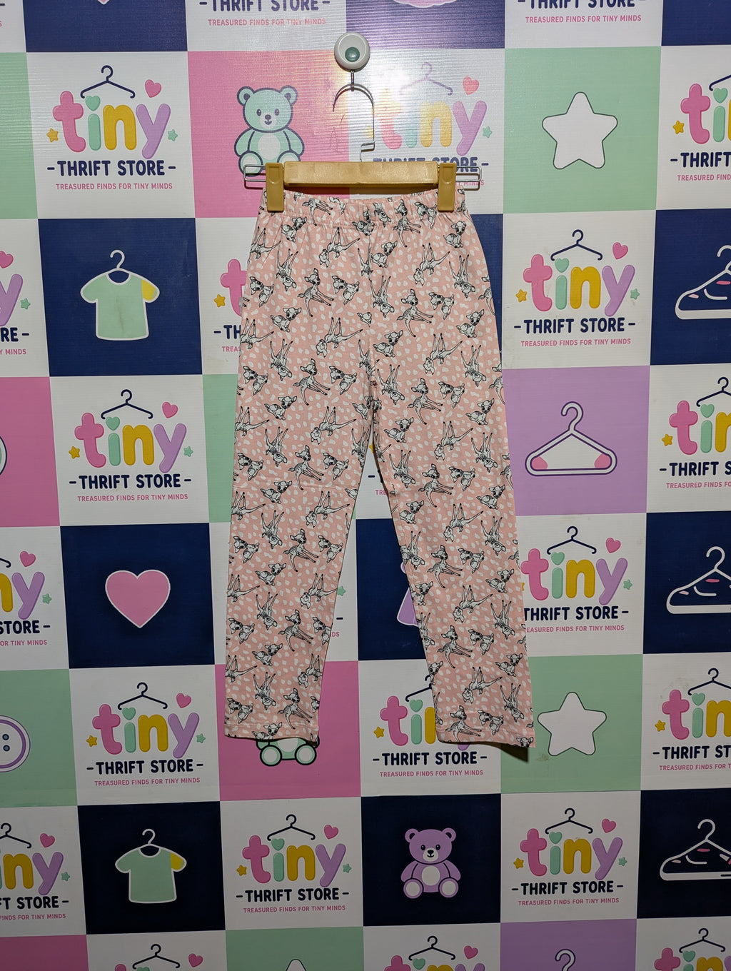 M&Co Girls Pastel Pink "Bambi" Character Print Leggings - Size 6-7 Years Estimated Age 6-7 Years AB2
