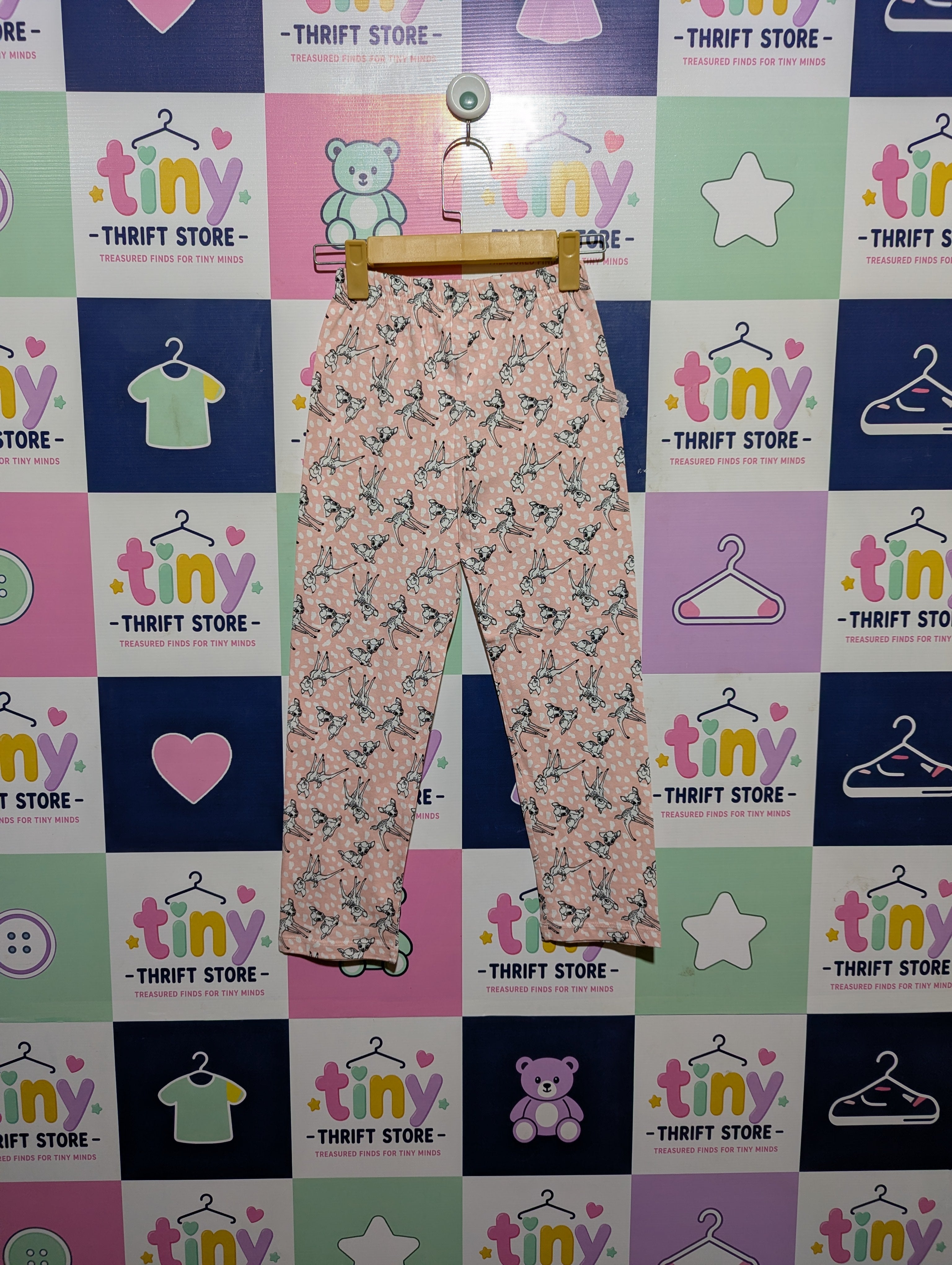 M&Co Girls Pastel Pink "Bambi" Character Print Leggings - Size 6-7 Years Estimated Age 6-7 Years AB2