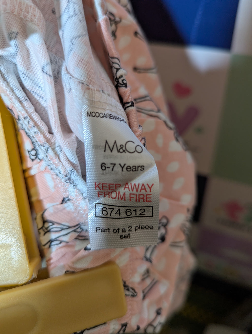 M&Co Girls Pastel Pink "Bambi" Character Print Leggings - Size 6-7 Years Estimated Age 6-7 Years AB2