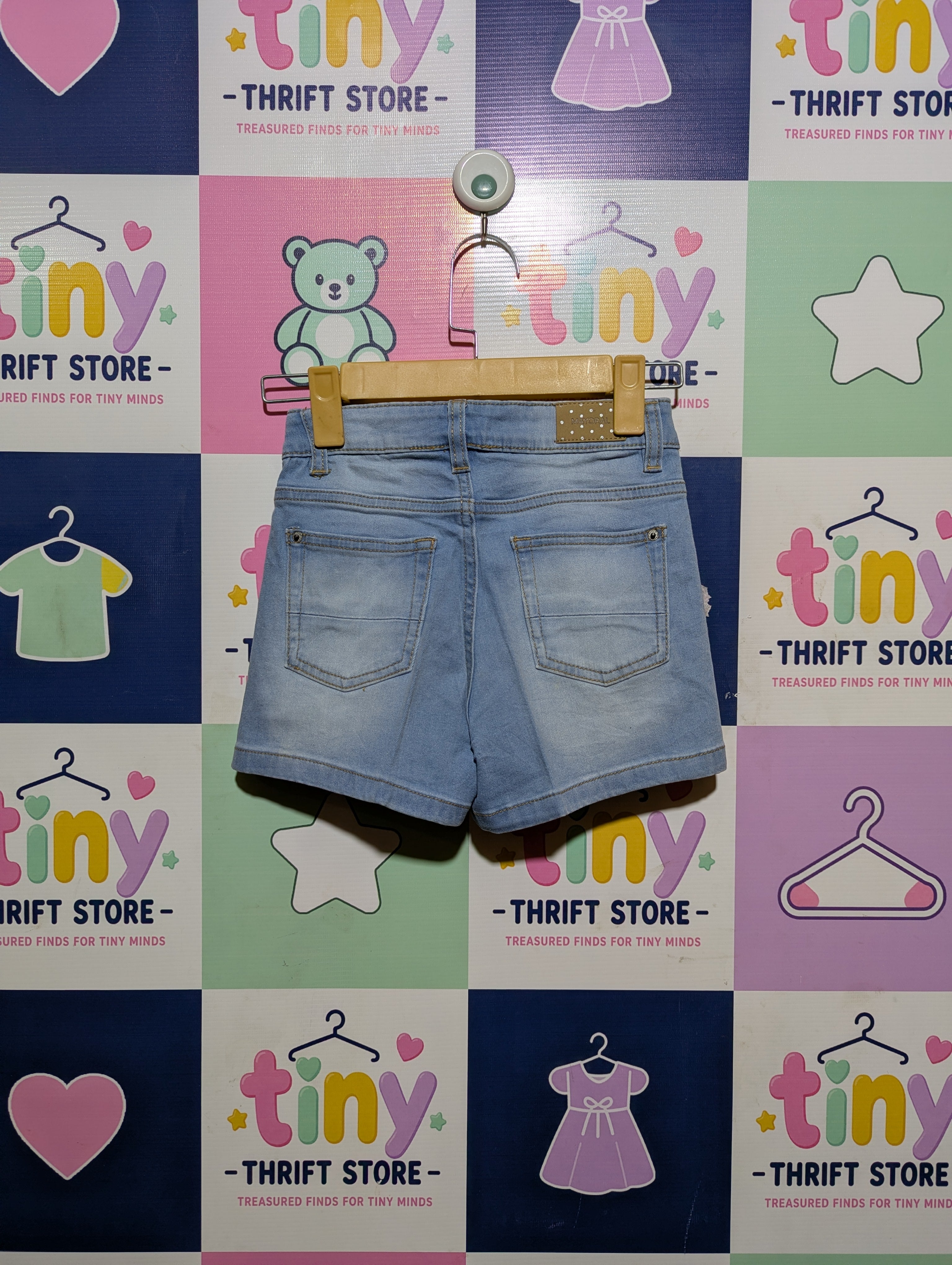 Mayoral Girls Light Wash Denim Casual Shorts - Size 8 Years Estimated Age 8 Years AB2