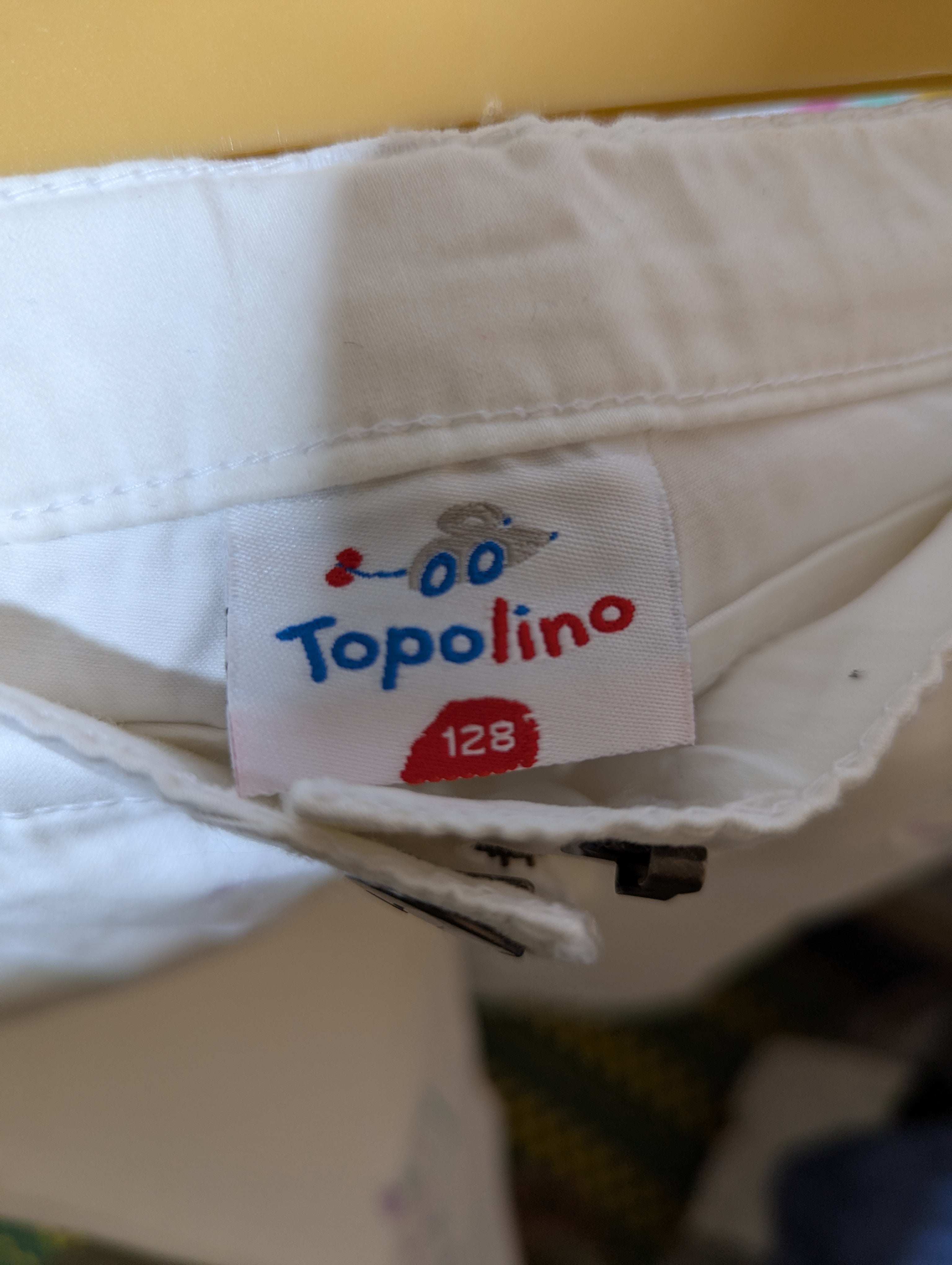 Topolino Girls White Embroidered Casual Pants - Size 128cm Estimated Age 7-8 Years AB2