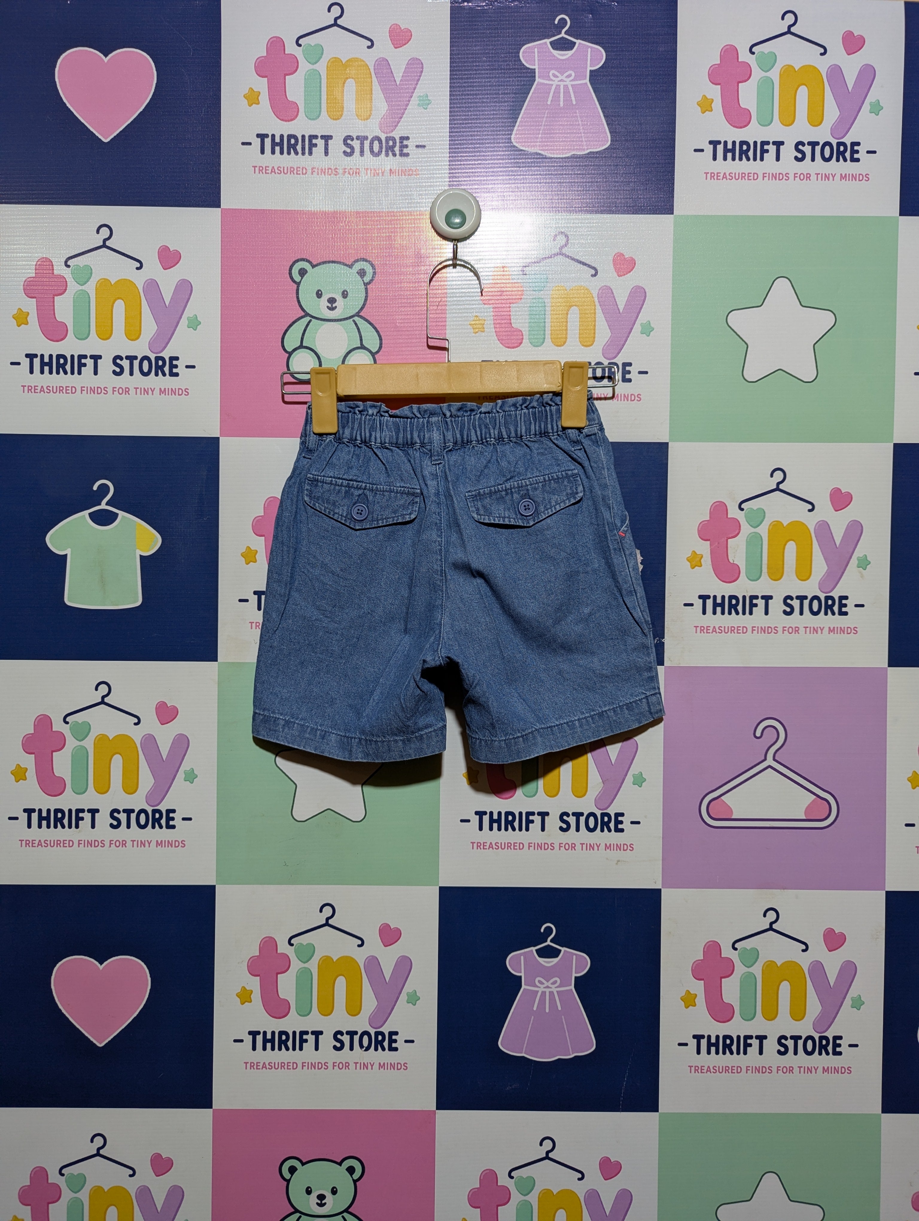 Uniqlo Girls Casual Blue Denim Shorts - Size S Estimated Age 6-7 Years AB2