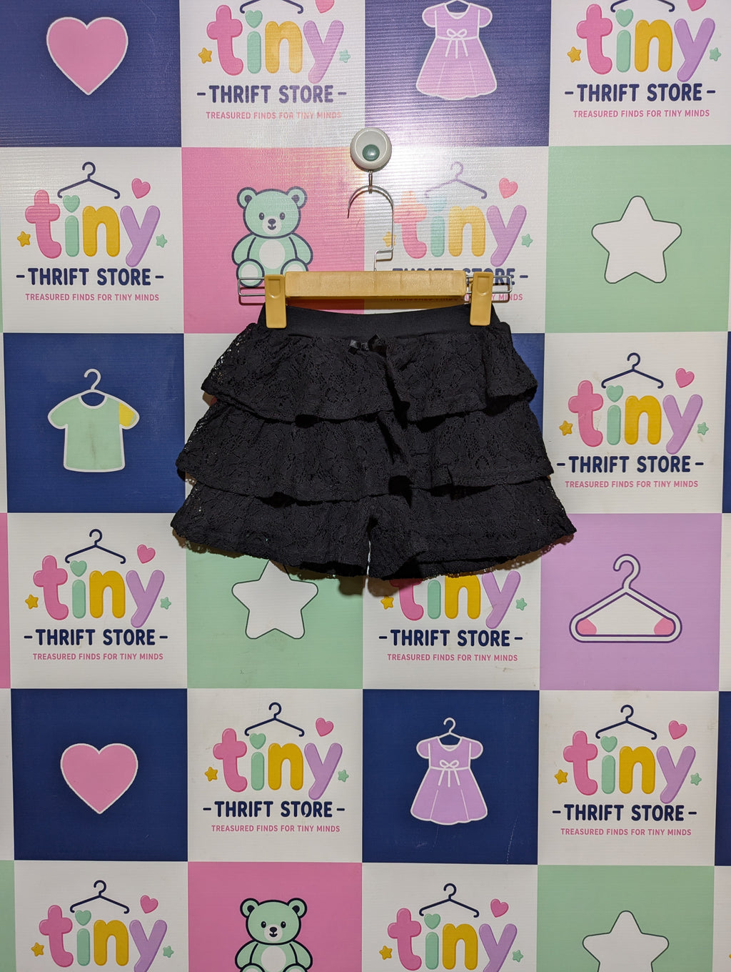 Girls Black Tiered Lace Ruffle Skirt - Size 130cm Estimated Age 8-9 Years AB2