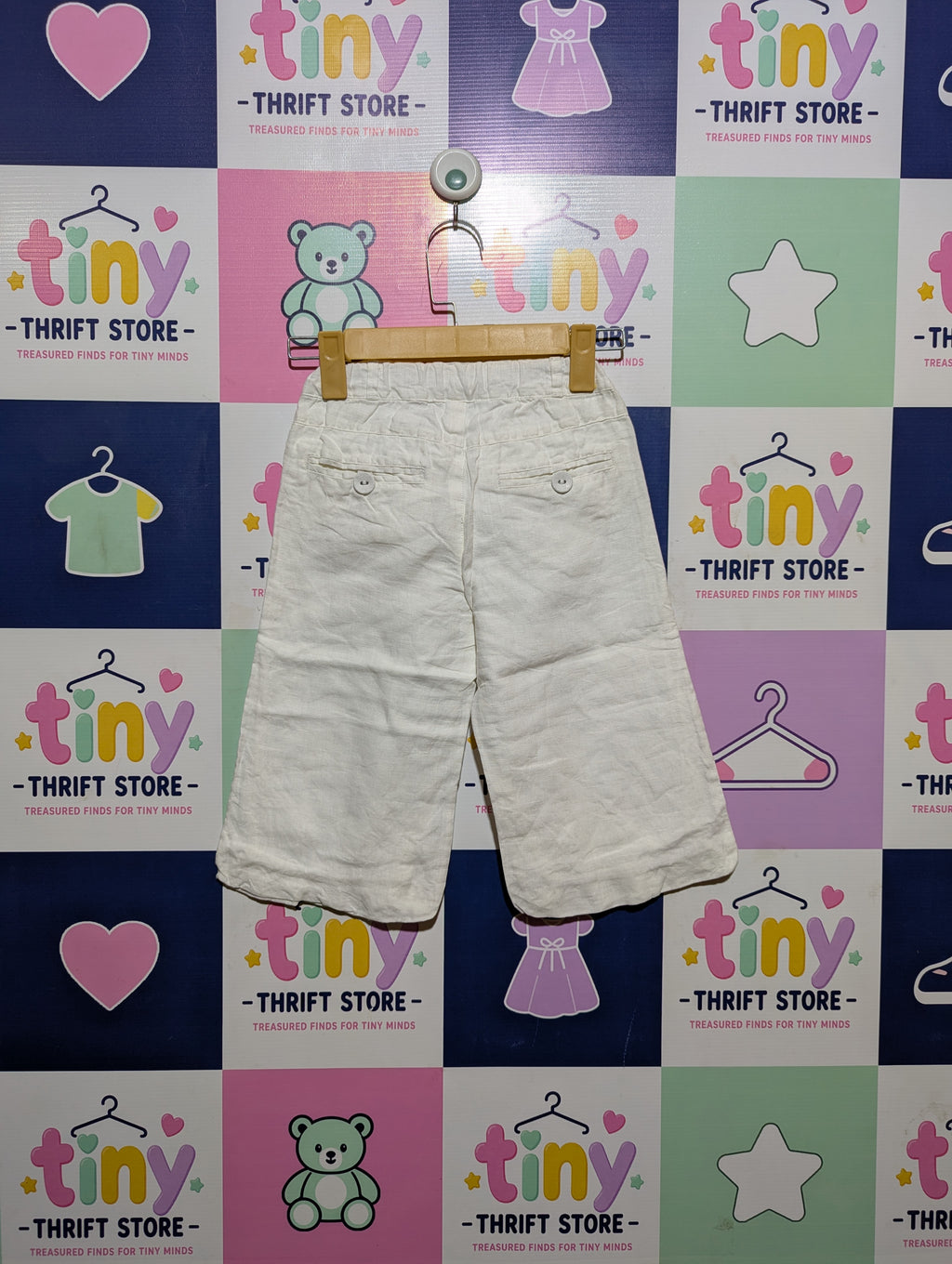 name it. Girls Off-White Linen-Blend Casual Trousers - Size 122cm Estimated Age 6-7 Years AB2