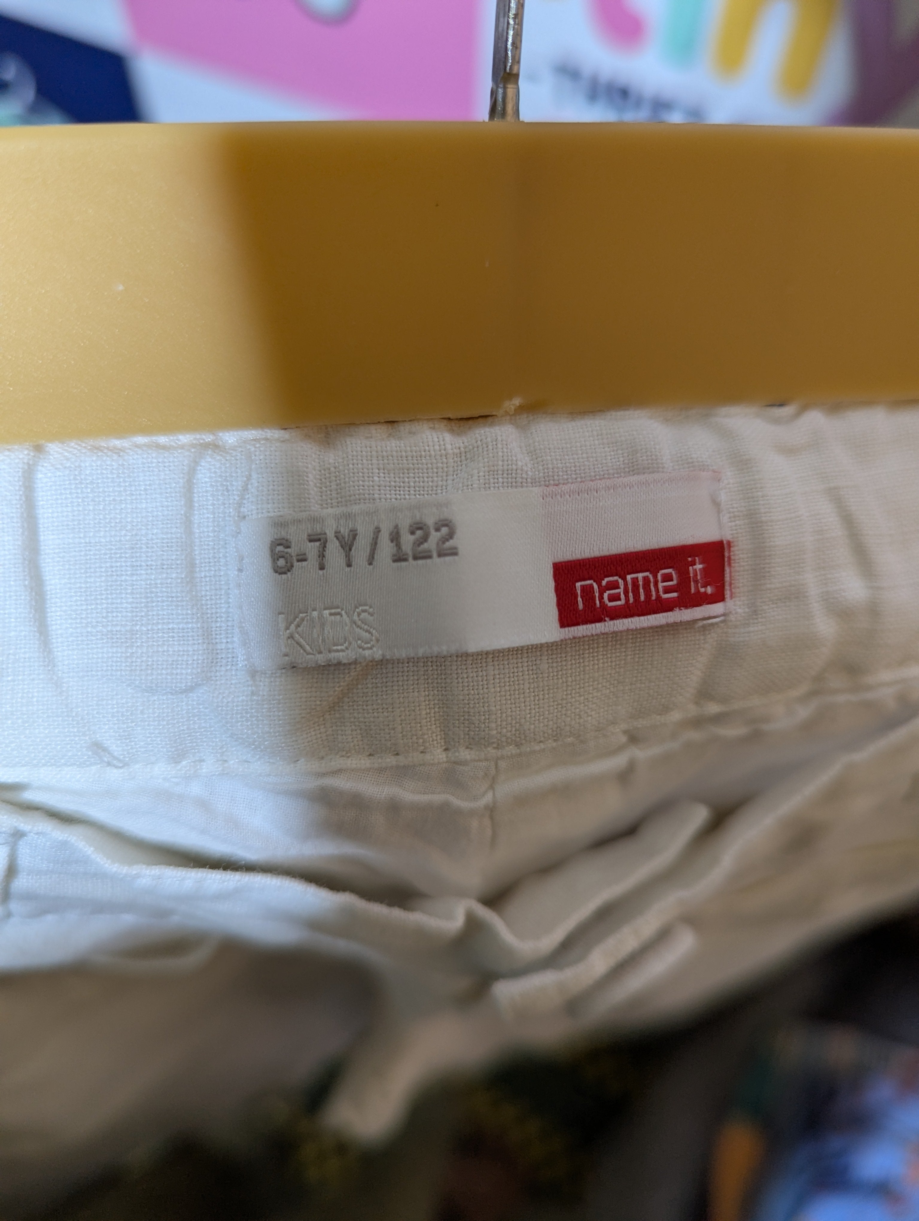 name it. Girls Off-White Linen-Blend Casual Trousers - Size 122cm Estimated Age 6-7 Years AB2
