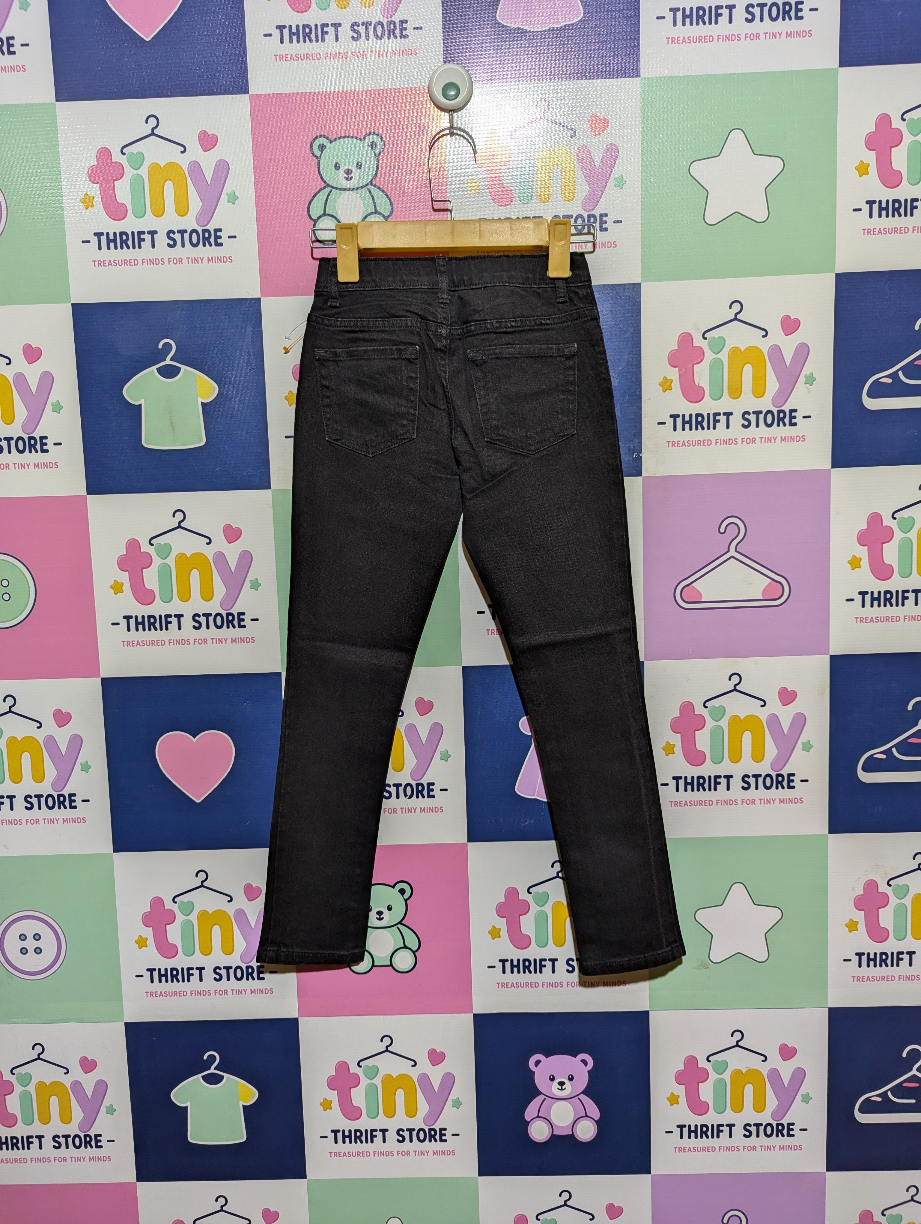 The Children's Place Girls Solid Black "Super Skinny" Denim Jeans - Size 8 Estimated Age 8 Years AB2