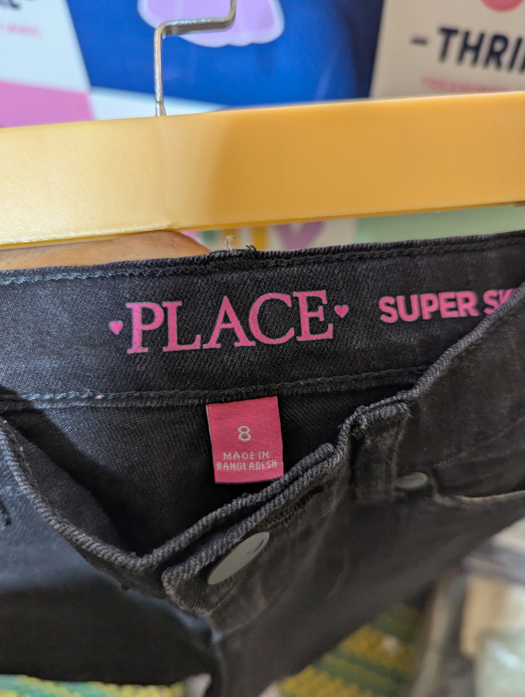 The Children's Place Girls Solid Black "Super Skinny" Denim Jeans - Size 8 Estimated Age 8 Years AB2