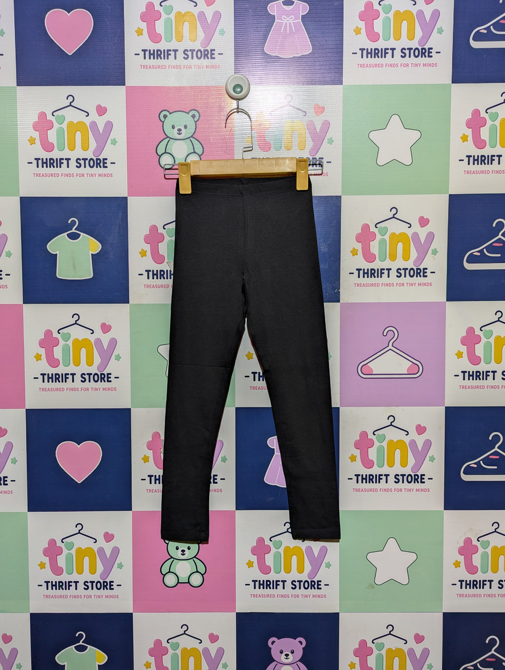 H&M Girls Essential Black Stretch Leggings - Size 130 CM Estimated Age 7-8 Years AB2