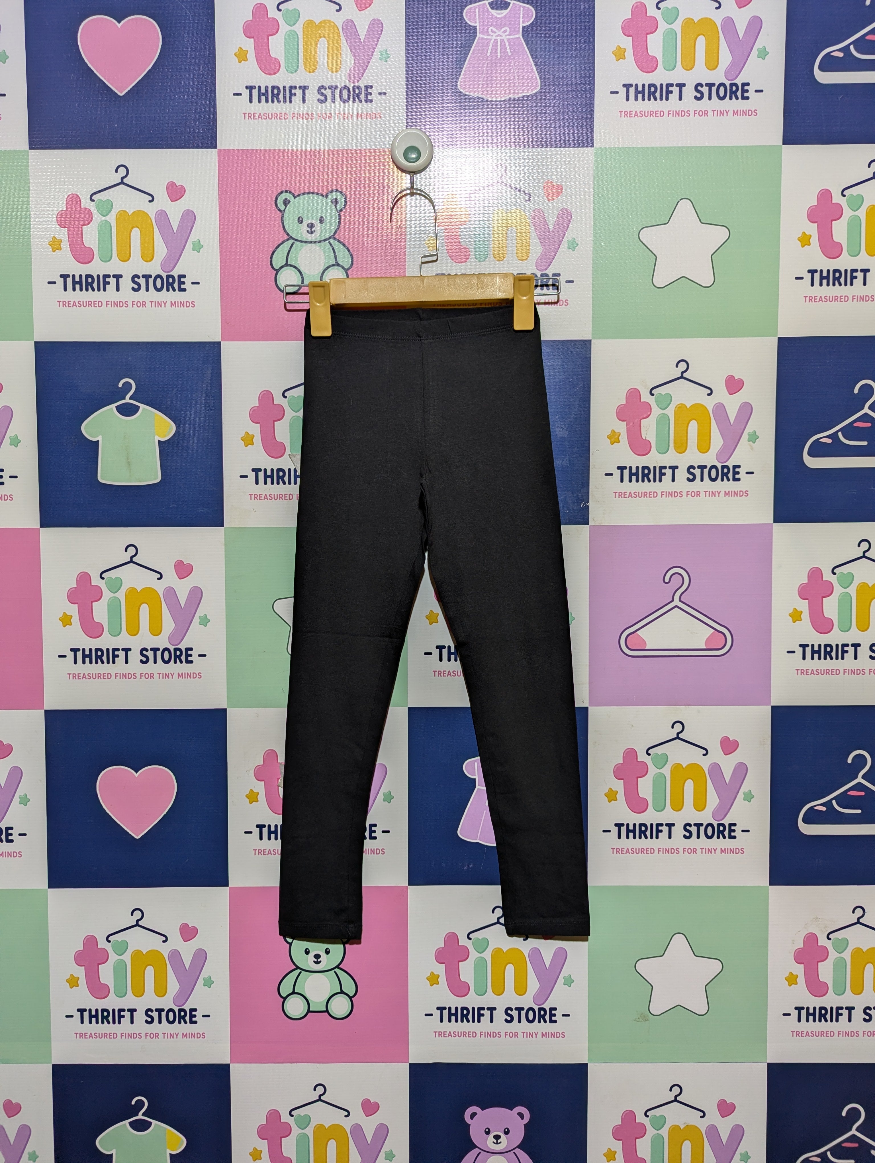 H&M Girls Essential Black Stretch Leggings - Size 130 CM Estimated Age 7-8 Years AB2