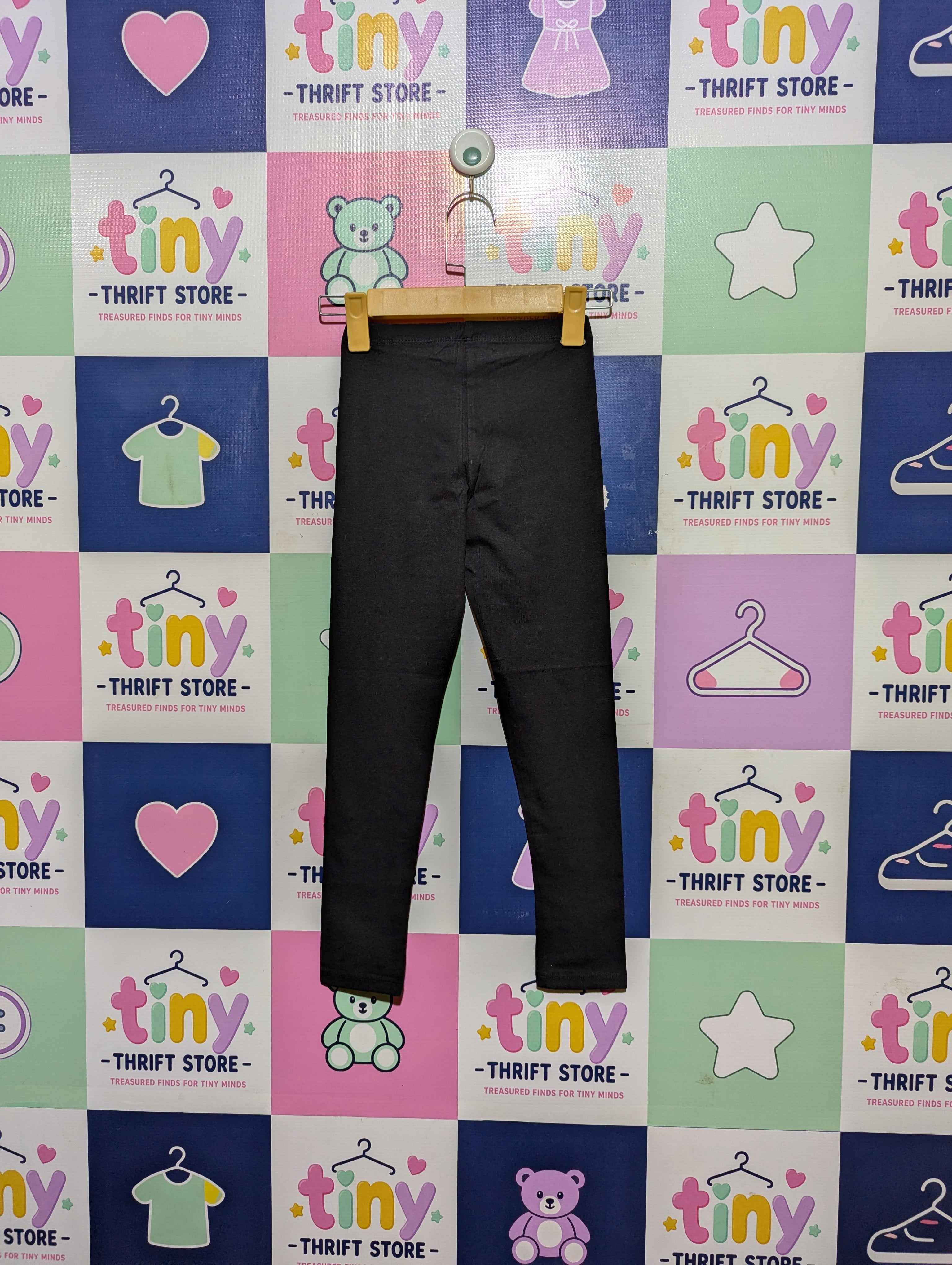H&M Girls Essential Black Stretch Leggings - Size 130 CM Estimated Age 7-8 Years AB2