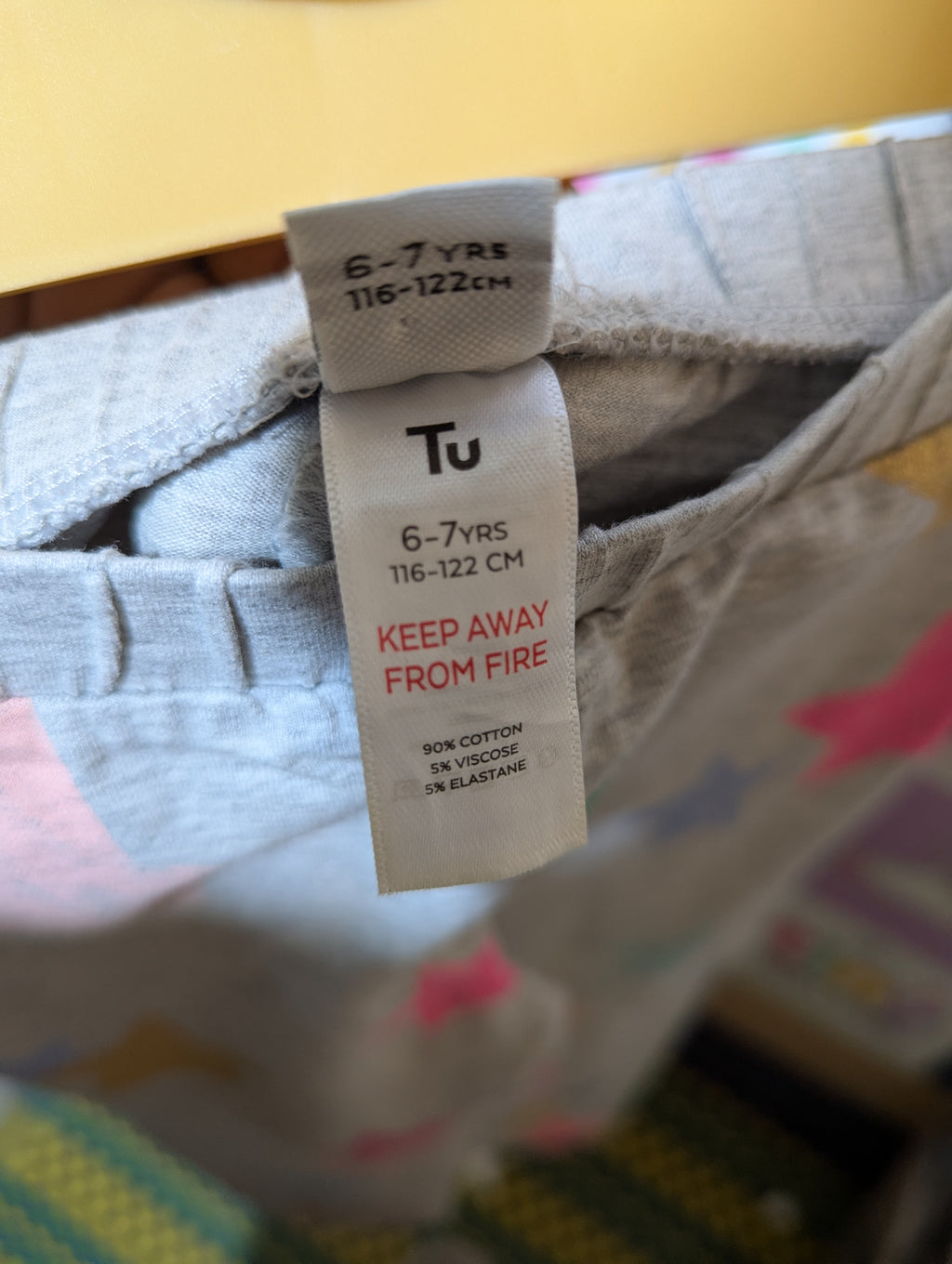 Tu Girls Grey "Multi-Star" Print Stretch Leggings - Size 6-7 Years Estimated Age 6-7 Years AB2