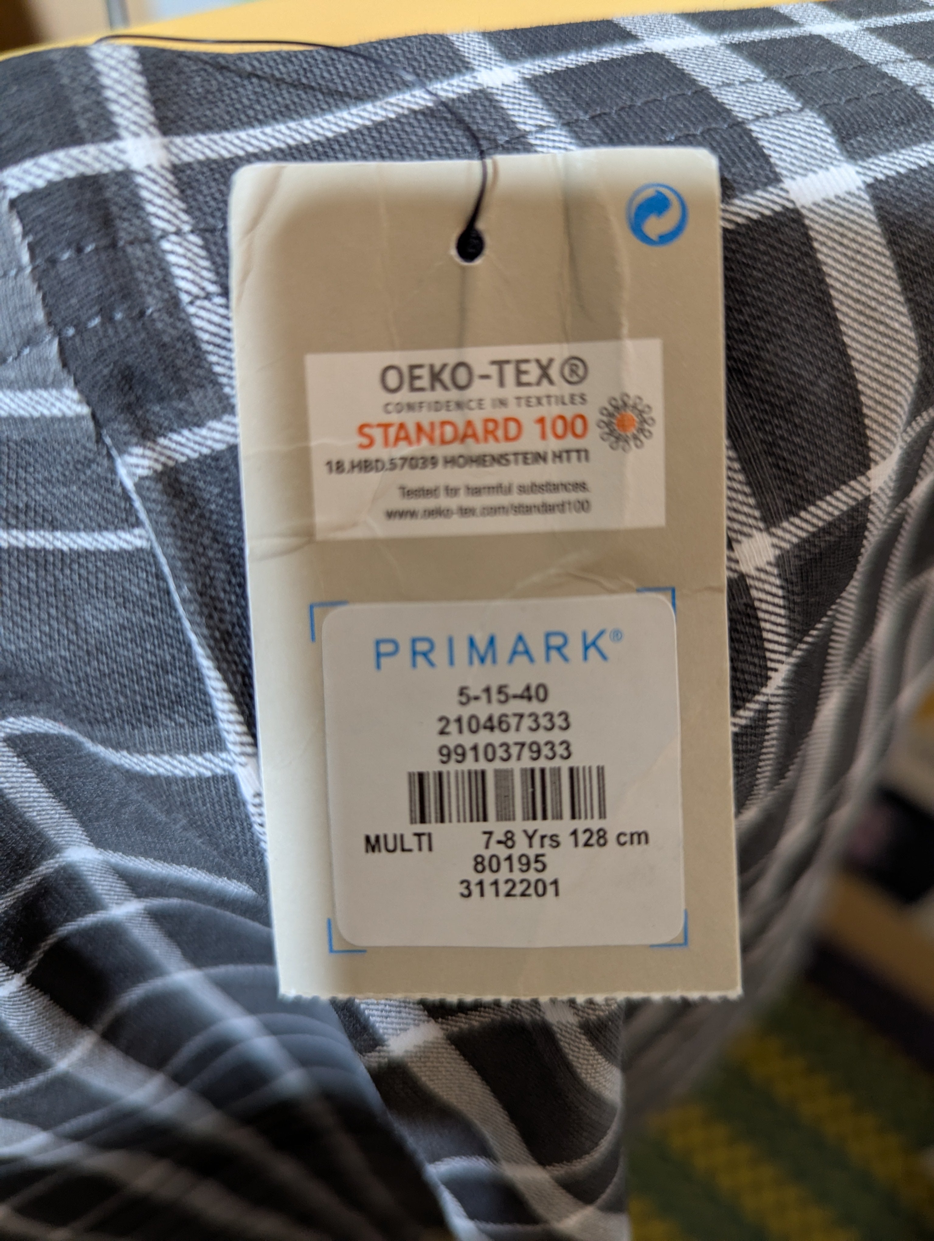 Primark Girls Charcoal Grey "Classic Check" Print Leggings - Size 128 CM Estimated Age 7-8 Years AB2