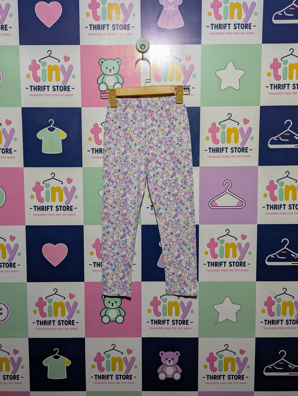 Topolino Girls White "Floral Garden" Print Stretch Leggings - Size 122 CM Estimated Age 6-7 Years AB2