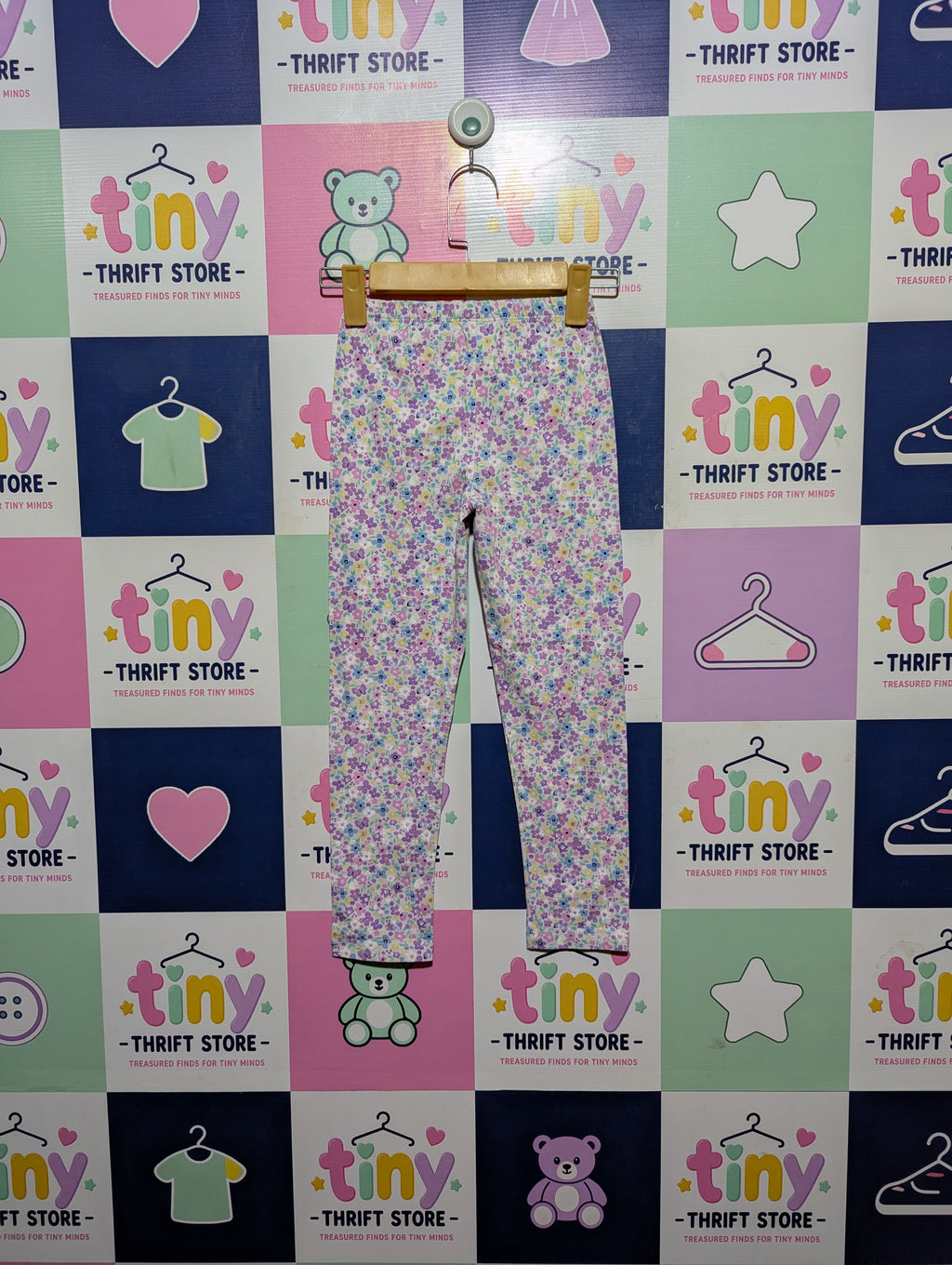 Topolino Girls White "Floral Garden" Print Stretch Leggings - Size 122 CM Estimated Age 6-7 Years AB2