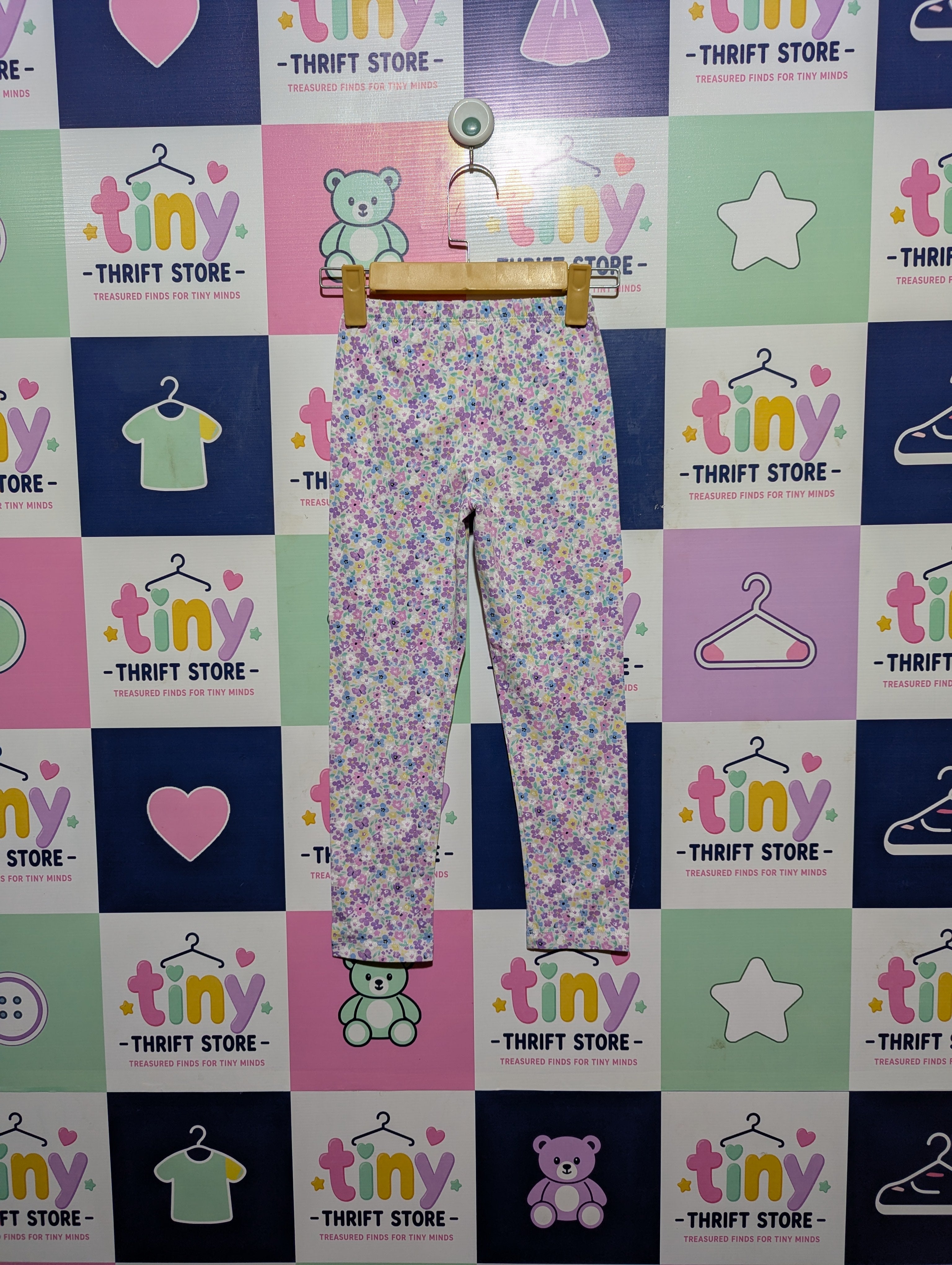 Topolino Girls White "Floral Garden" Print Stretch Leggings - Size 122 CM Estimated Age 6-7 Years AB2