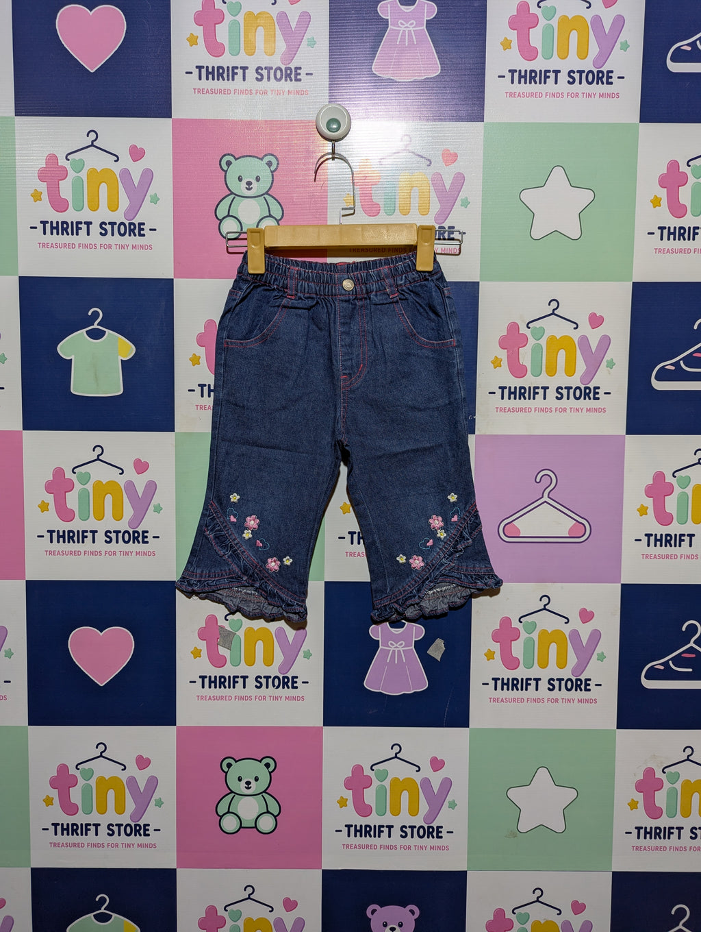 Girls Cute Denim Ruffle-Hem Jeans - Size 120 CM Estimated Age 6-7 Years AB2