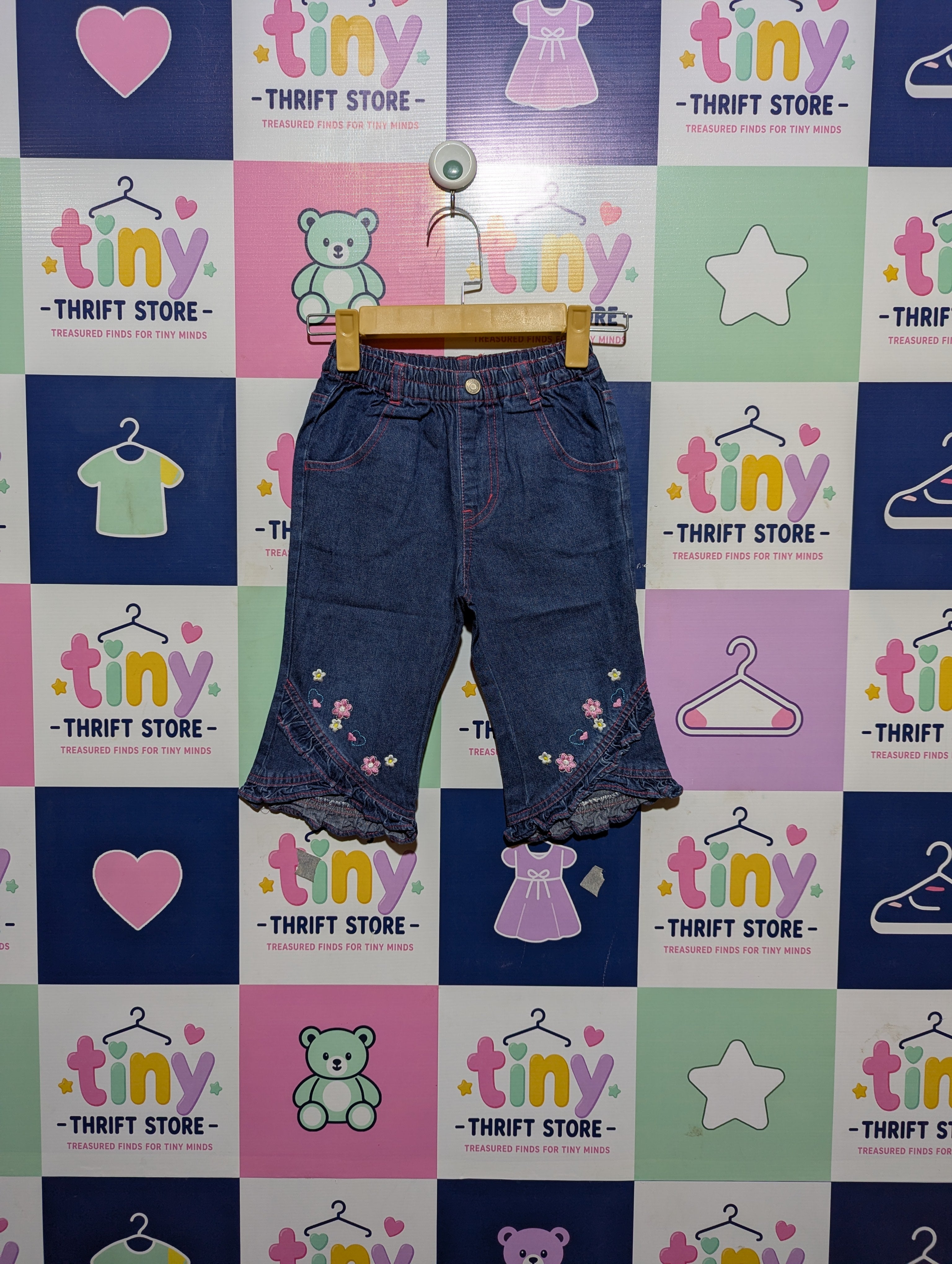 Girls Cute Denim Ruffle-Hem Jeans - Size 120 CM Estimated Age 6-7 Years AB2