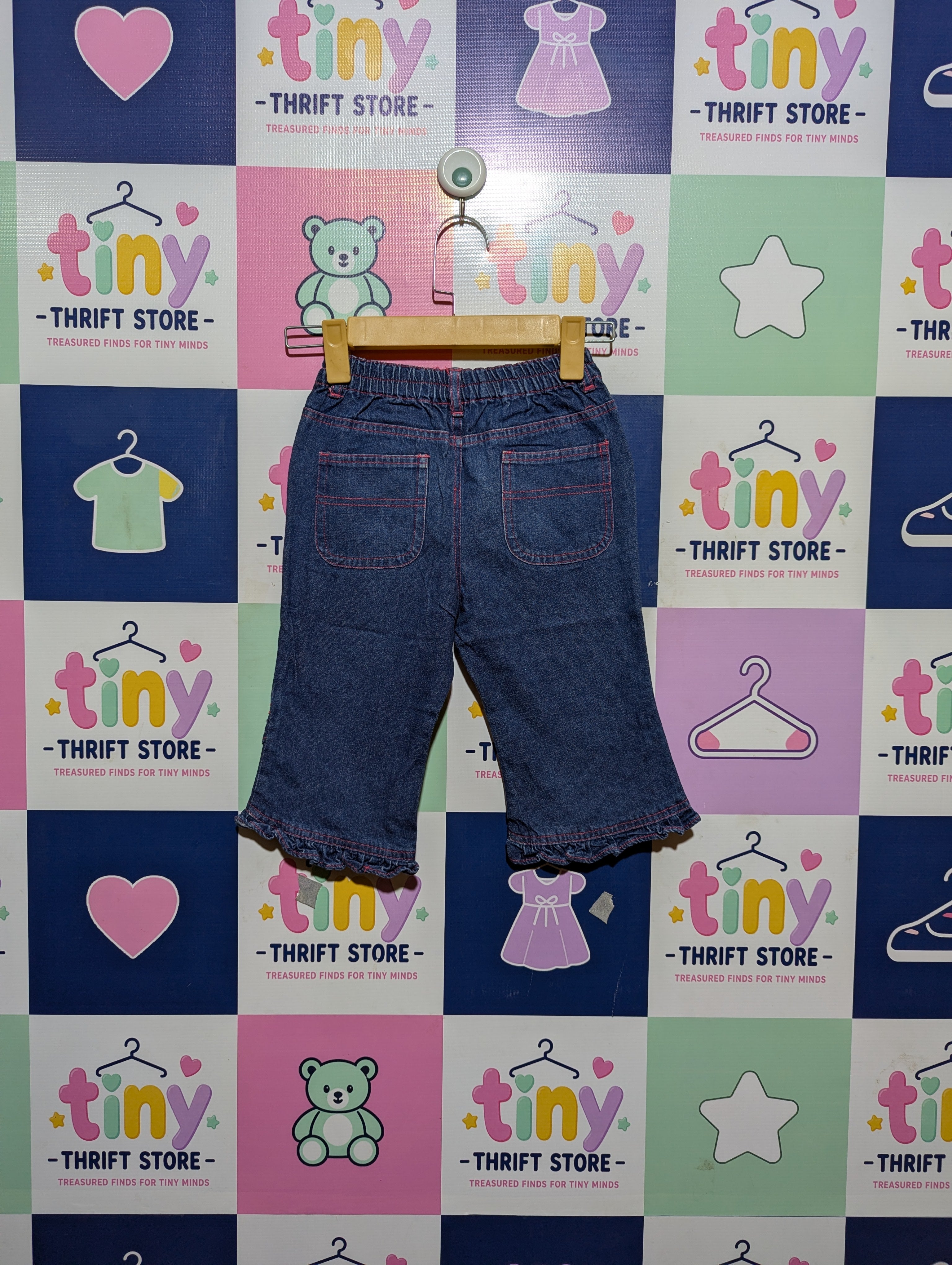 Girls Cute Denim Ruffle-Hem Jeans - Size 120 CM Estimated Age 6-7 Years AB2