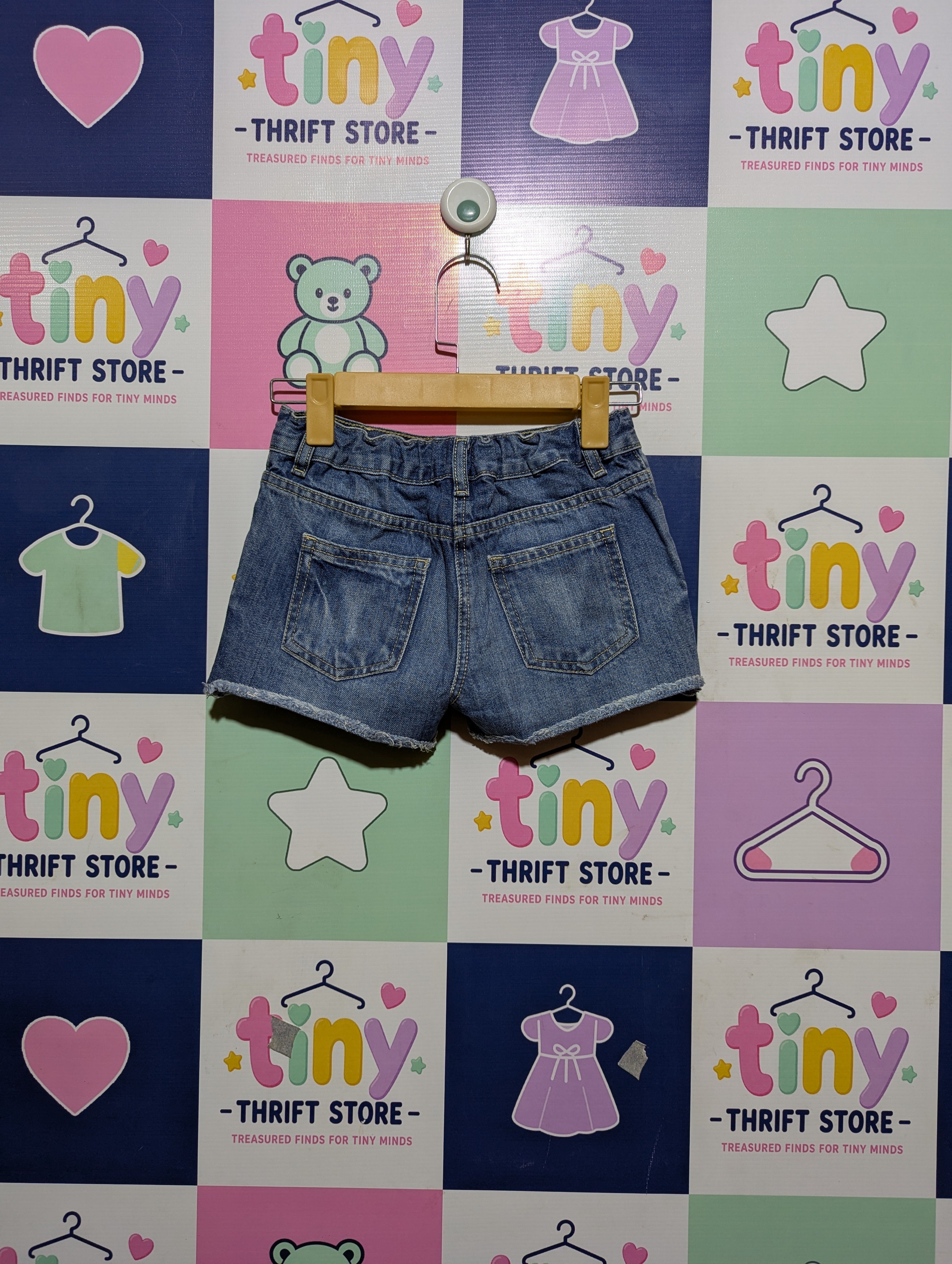 F&F Girls Blue "Floral Embroidery" Denim Shorts - Size 7-8 Years Estimated Age 7-8 Years AB2