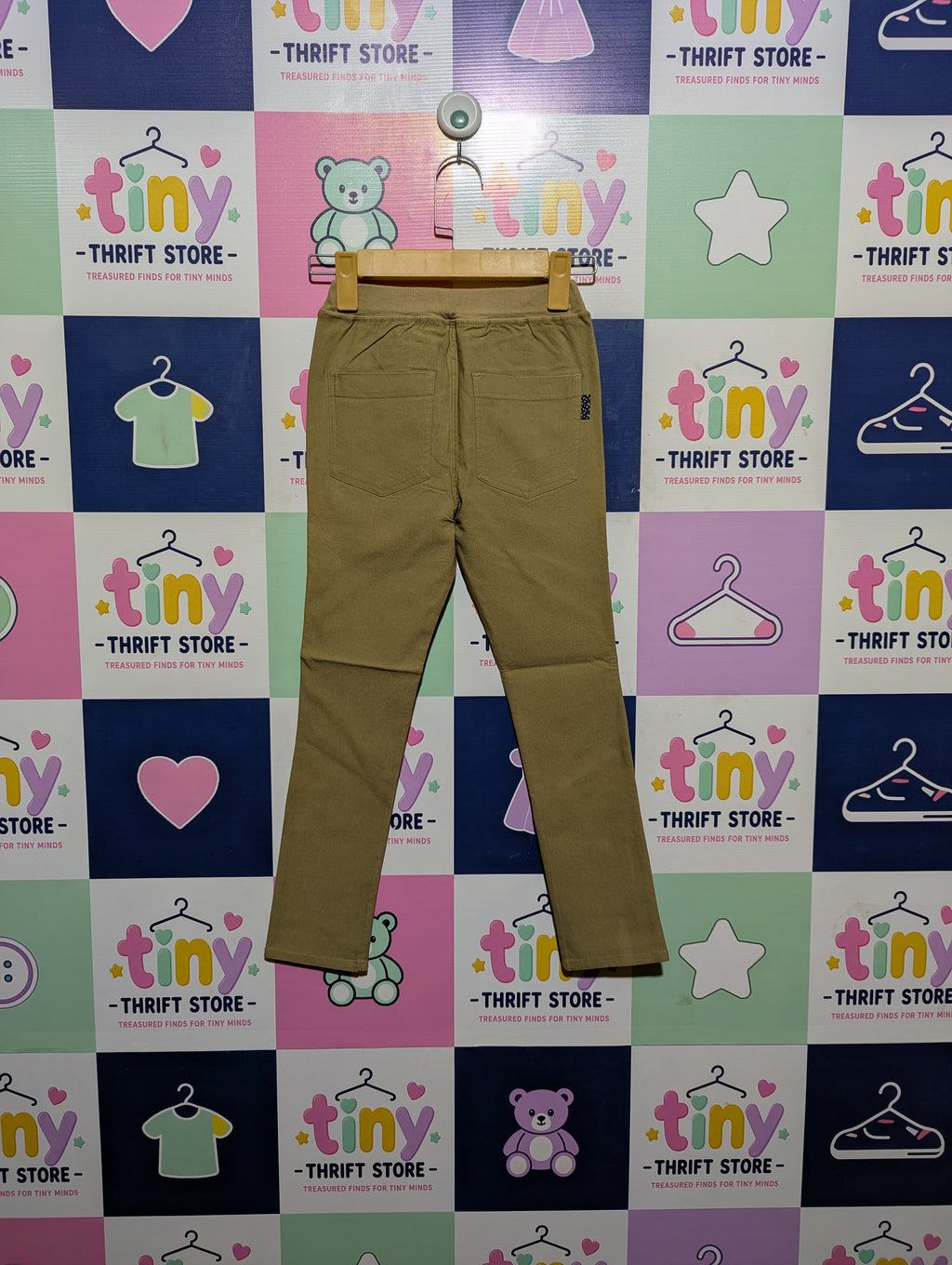 GU Girls Beige Slim-Fit Stretch Pants - Size 130 CM Estimated Age 8-9 Years AB2