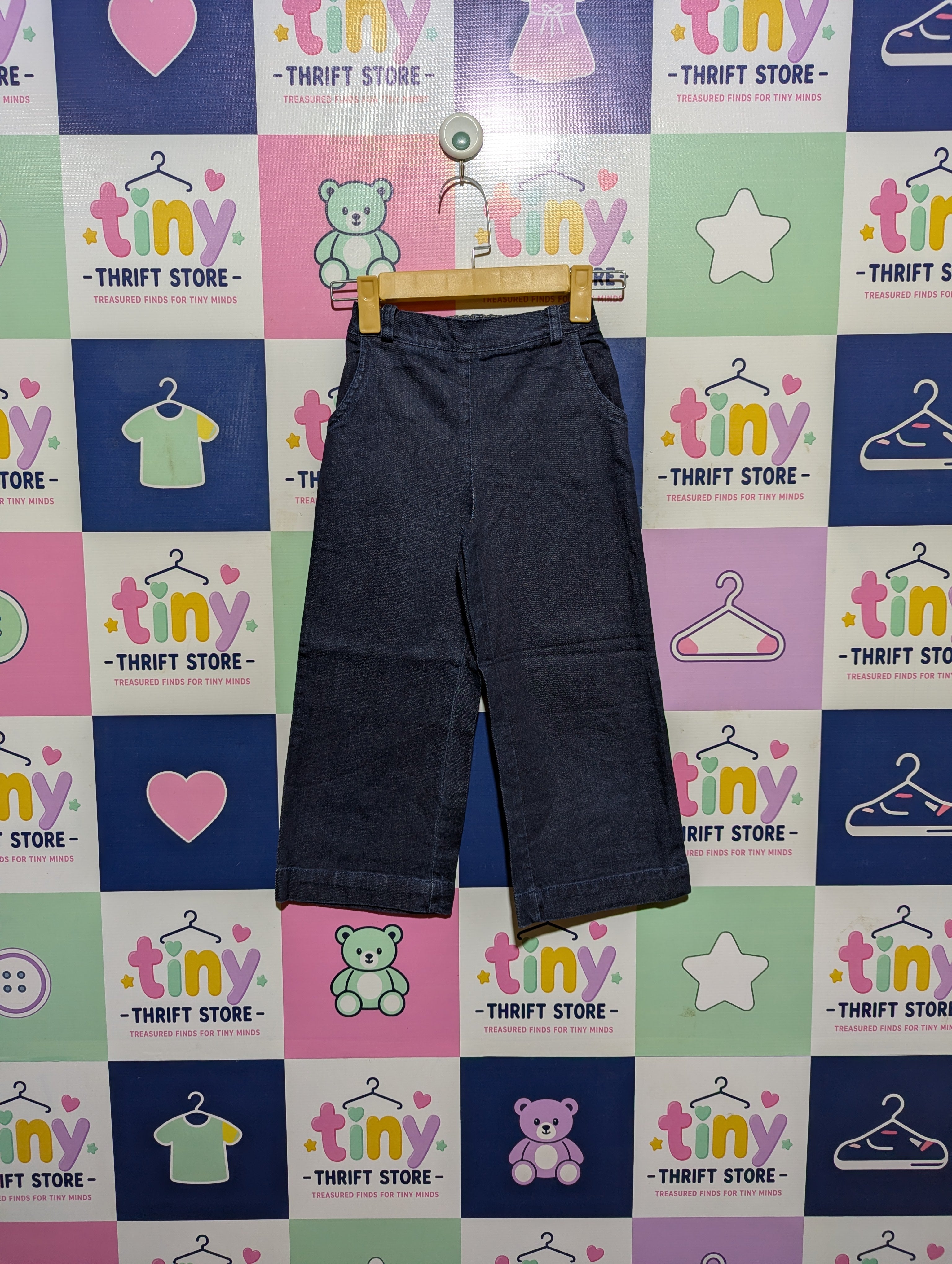 Lowsub Girls Dark Wash "Wide-Leg" Denim Pants - Size 128 CM Estimated Age 7-8 Years AB2