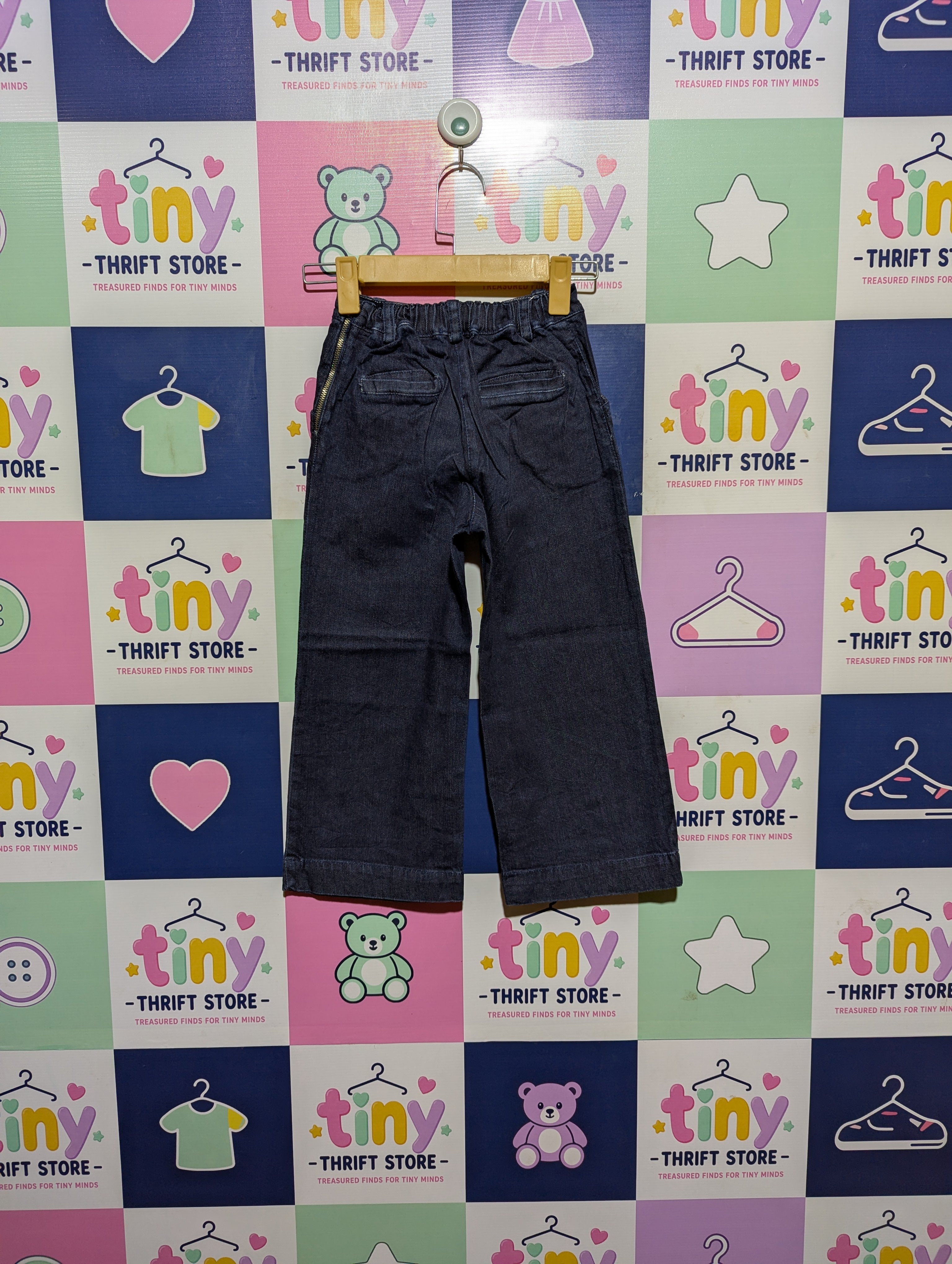 Lowsub Girls Dark Wash "Wide-Leg" Denim Pants - Size 128 CM Estimated Age 7-8 Years AB2