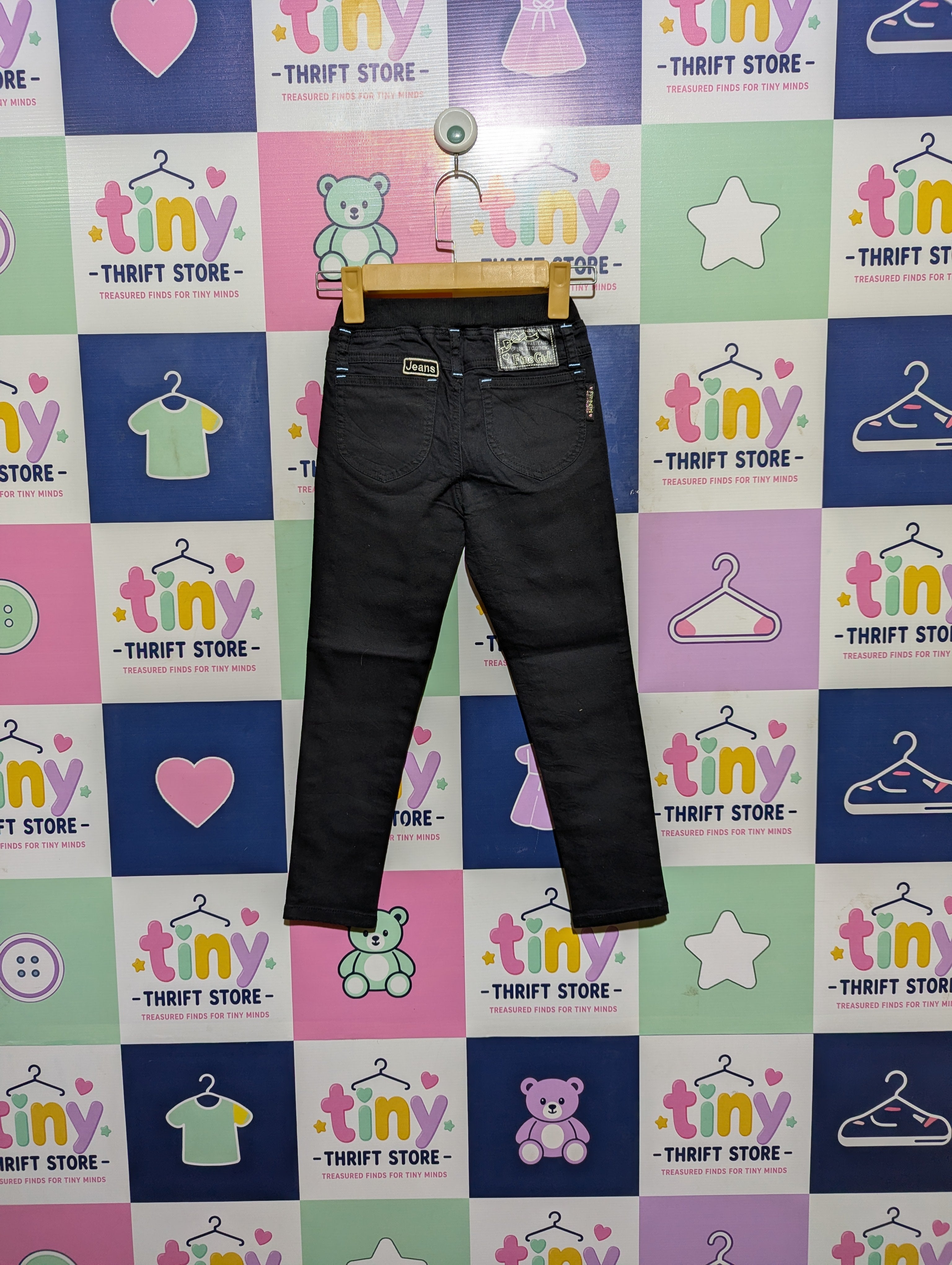 Girls Black "Cute Charm" Slim-Fit Stretch Pants - Size 120 CM Estimated Age 6-7 Years AB2