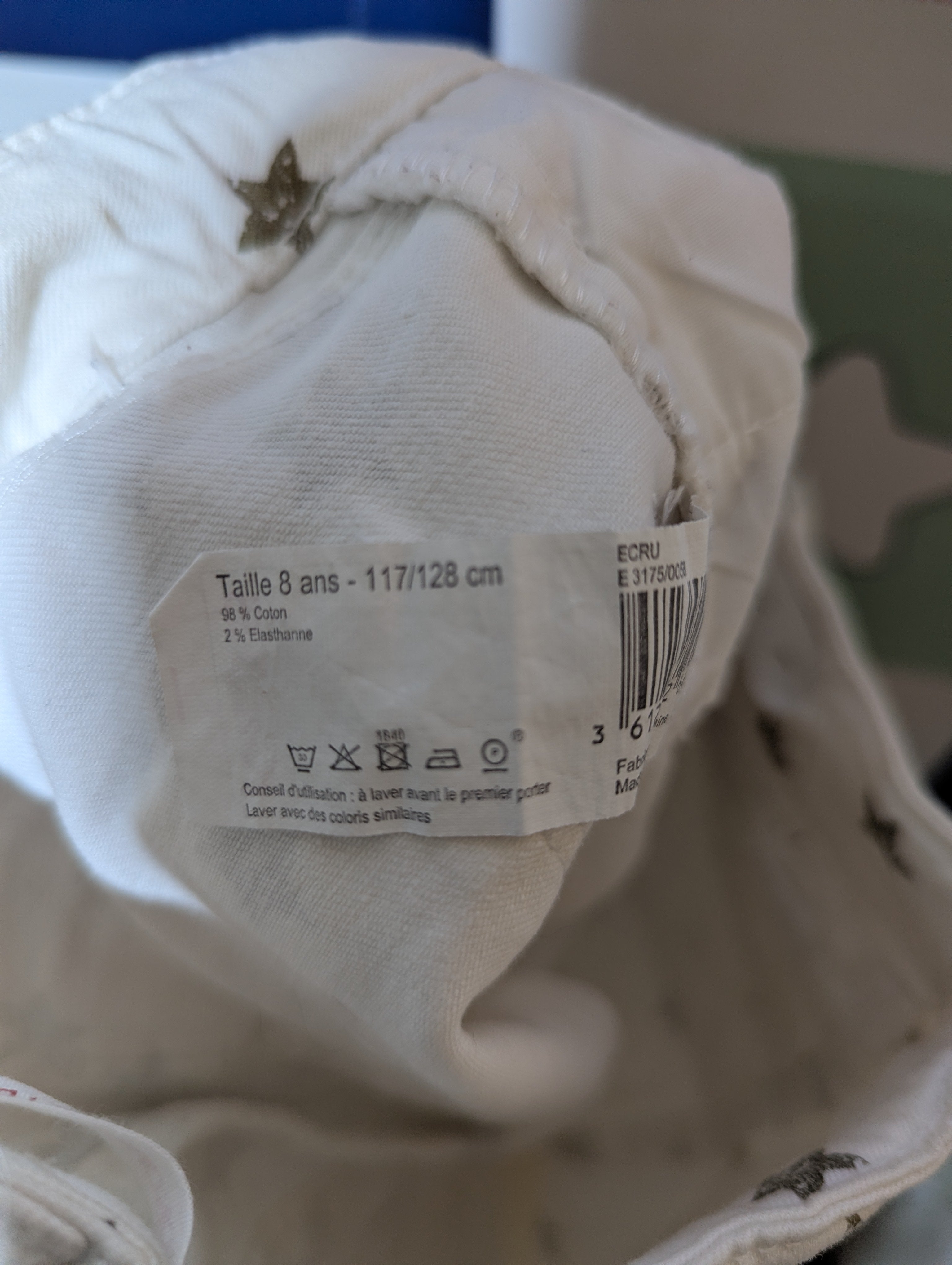 Monoprix Kids Girls White "Star Print" Slim-Fit Pants - Size 128 CM Estimated Age 7-8 Years AB2