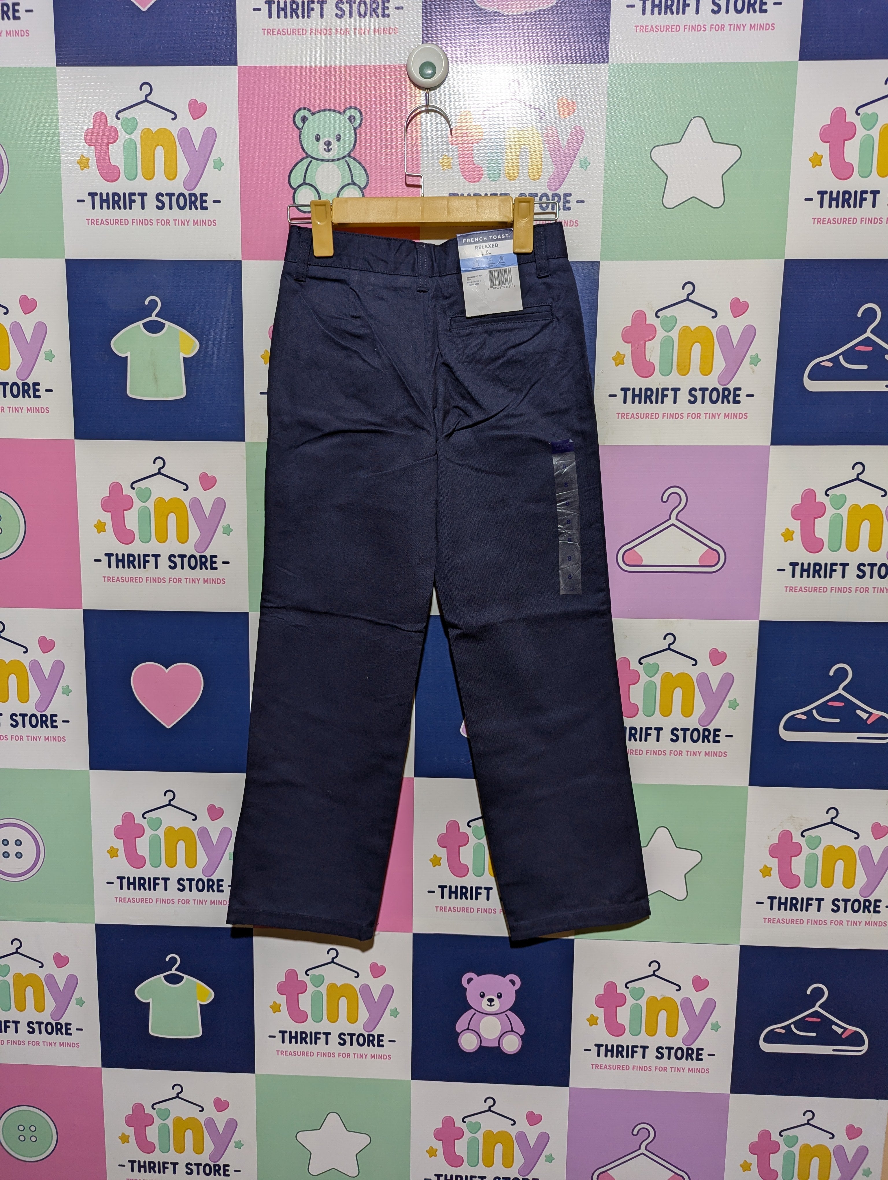 French Toast Boys Navy Blue "Relaxed Fit" Twill Pants - Size 8 (Estimated Age 8 Years) AB2