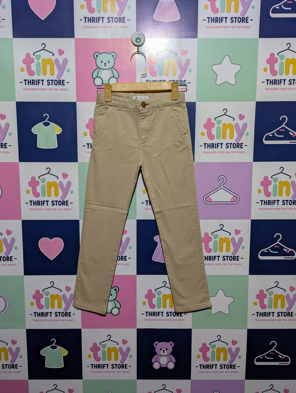 Zara Boys Beige Casual Chino Pants - Size 8 (Estimated Age 7-8 Years) AB2