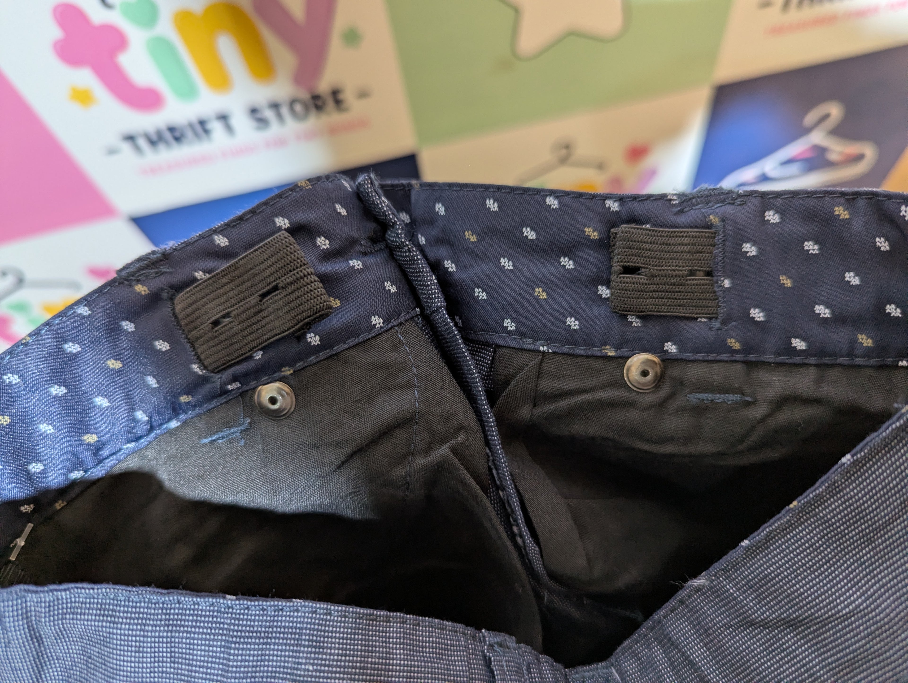 Coccodrillo Boys Elegant Dark Blue Textured Trousers - Size 122 (Estimated Age 7 Years) AB2