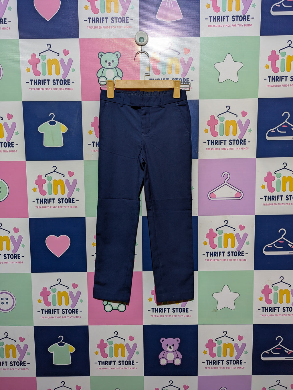 H&M Boys Navy Blue Slim Fit Trousers - Size 7-8 Years (128 cm) AB2