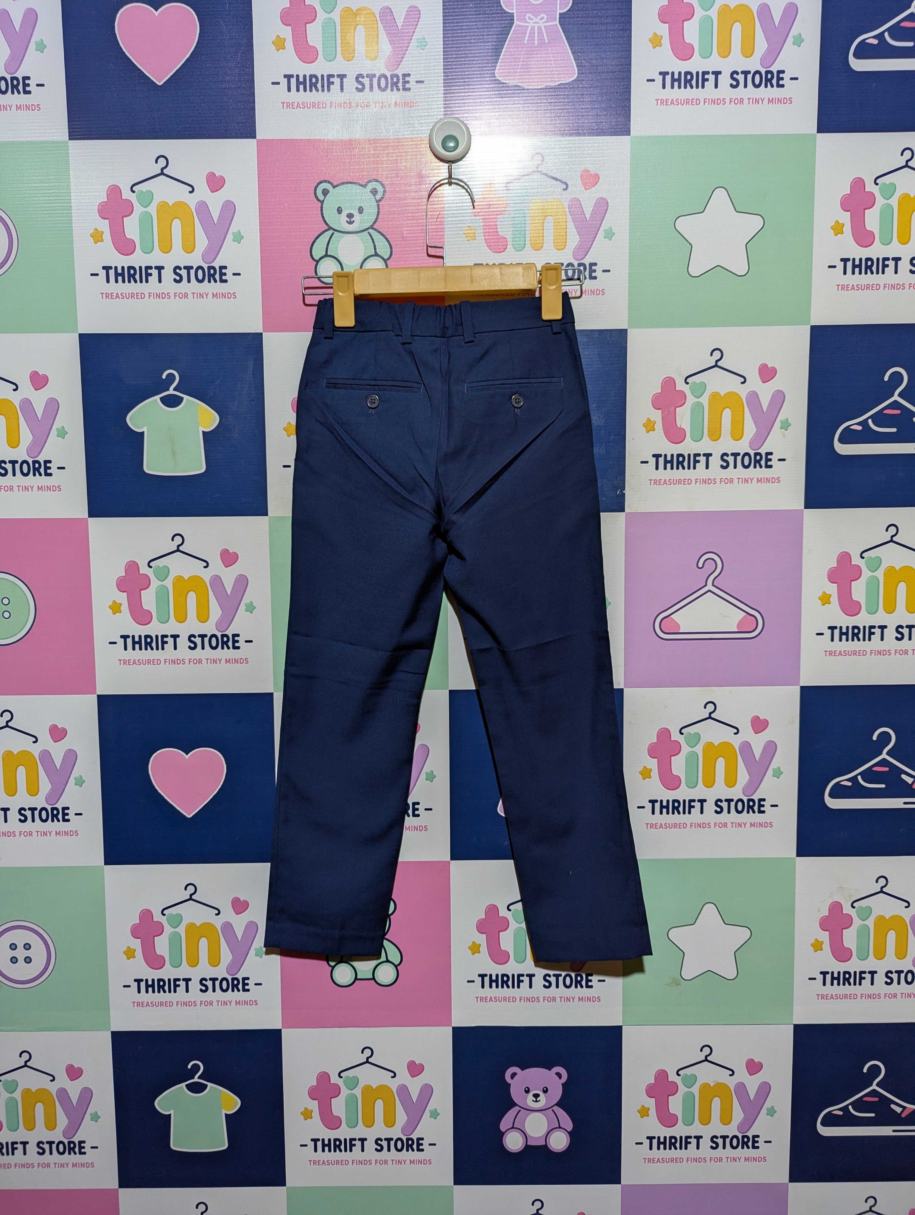 H&M Boys Navy Blue Slim Fit Trousers - Size 7-8 Years (128 cm) AB2