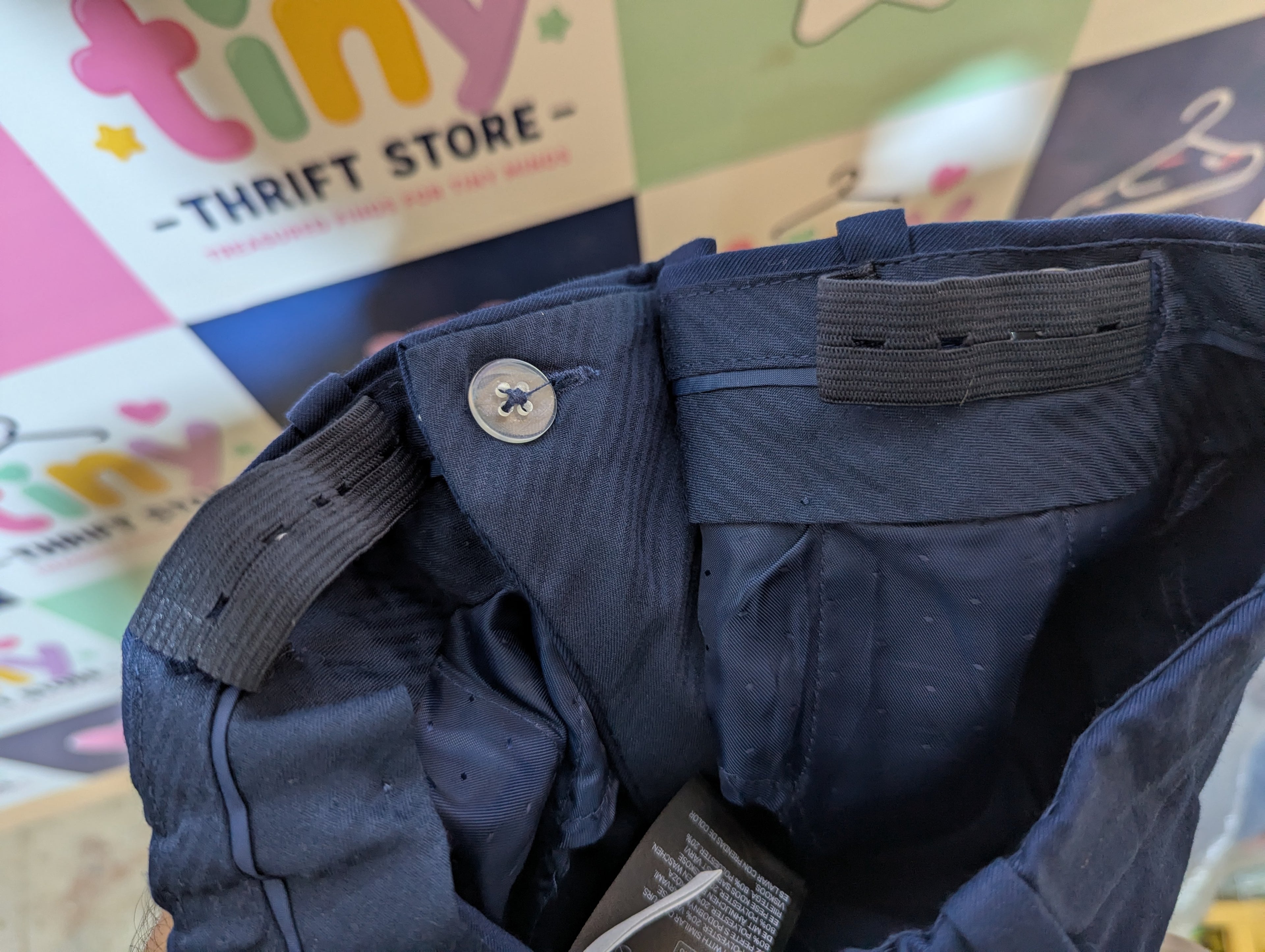 H&M Boys Navy Blue Slim Fit Trousers - Size 7-8 Years (128 cm) AB2