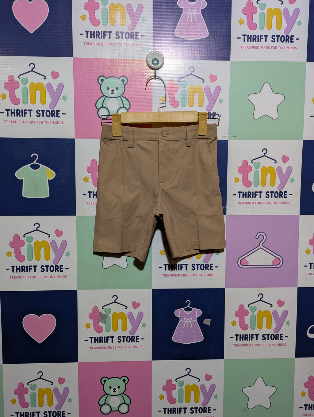 Wonder Nation Boys Classic Khaki Chino Shorts - Size 7 (Estimated Age 7 Years) AB2