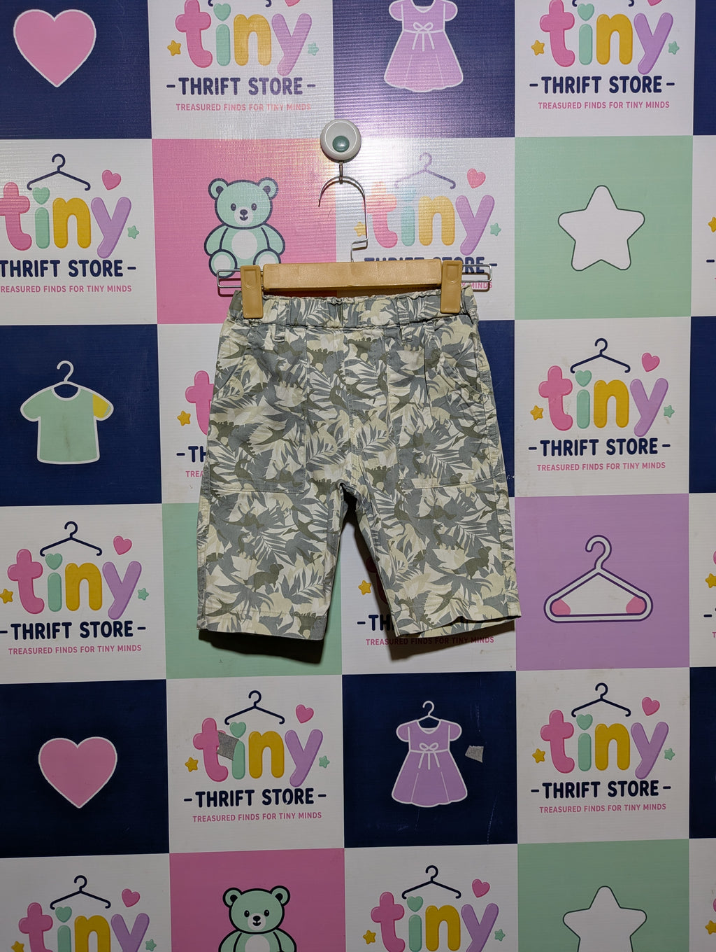 QLU Boys Tropical Leaf Print Casual Shorts - Size S (Estimated Age 7 to 8 Years) AB2