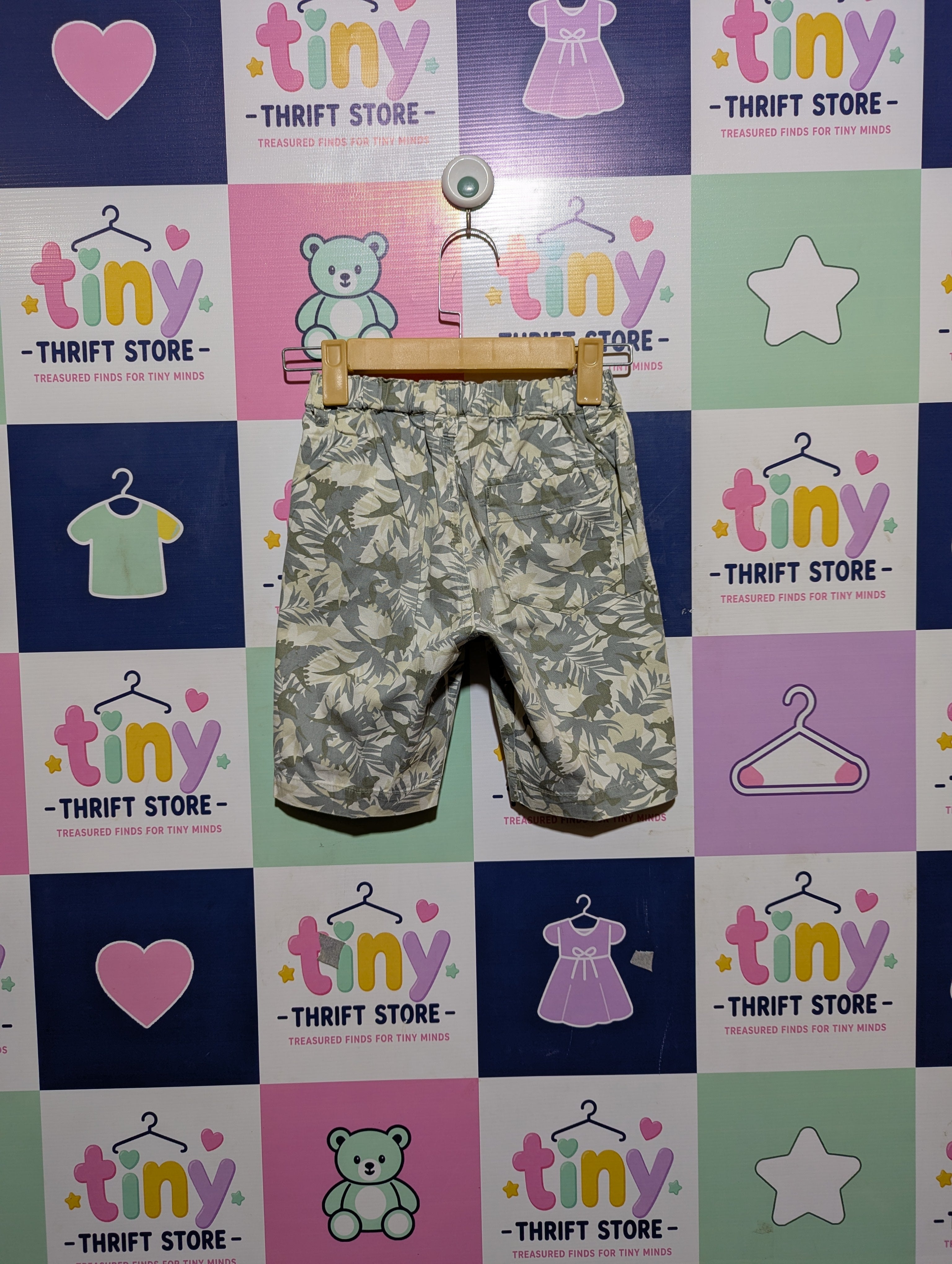 QLU Boys Tropical Leaf Print Casual Shorts - Size S (Estimated Age 7 to 8 Years) AB2
