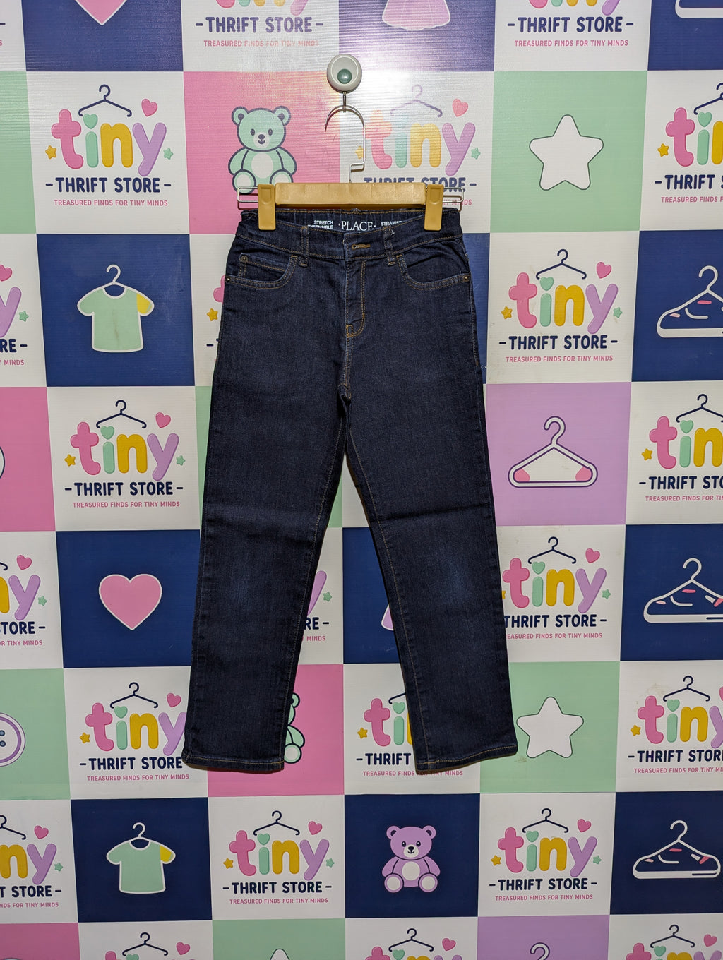 The Children's Place Boys Dark Wash Straight Leg Denim Jeans - Size 8 (Estimated Age 8 Years) AB2